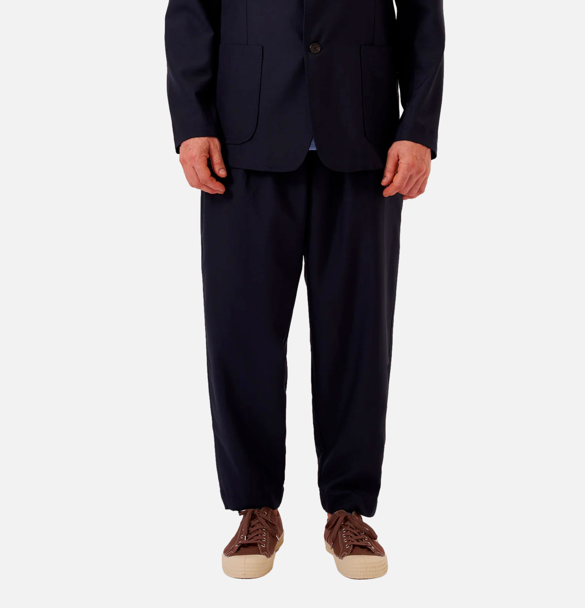 Universal Works Pleated Track Pant Tropical Suiting Navy