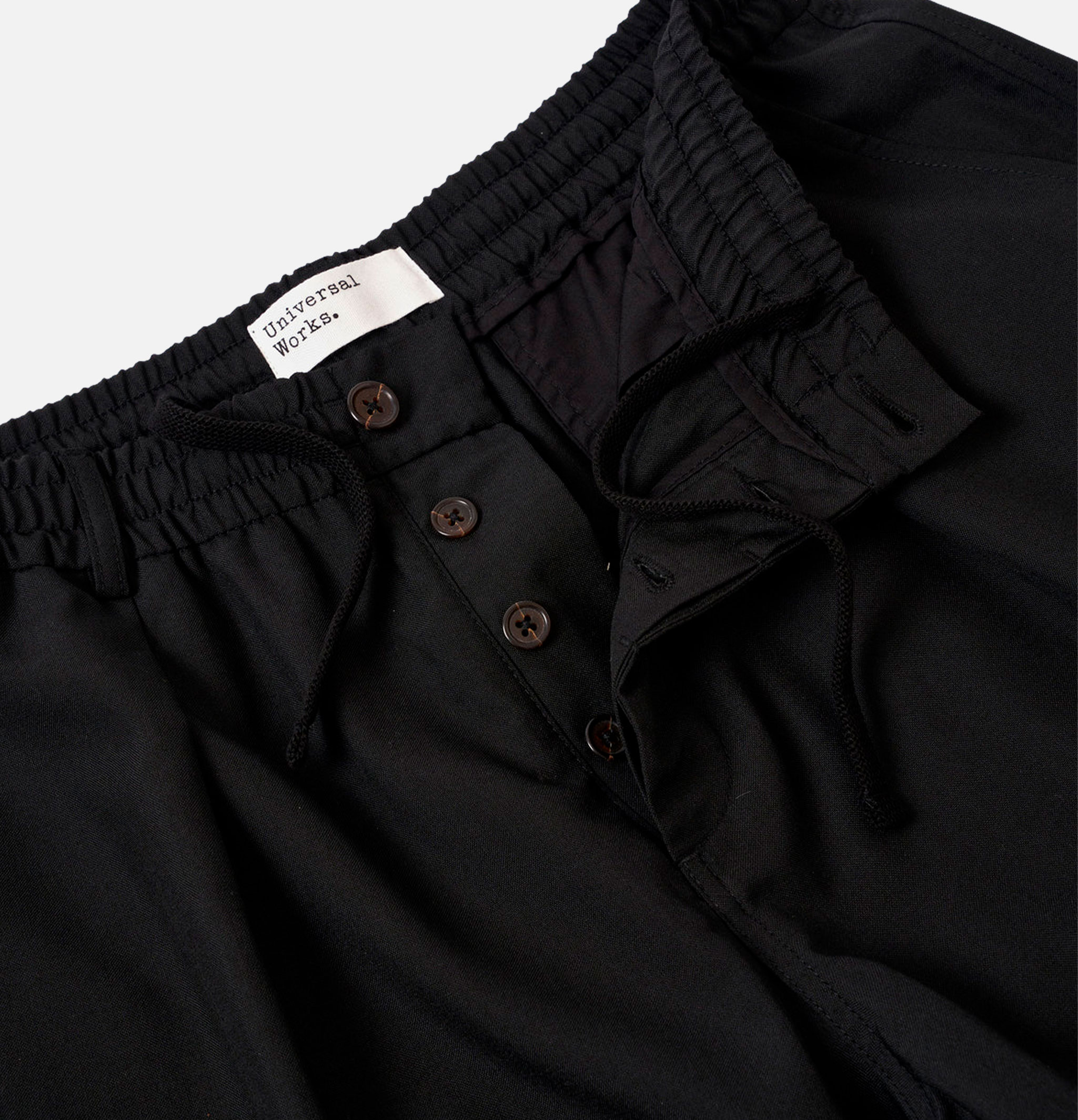 Universal Works Pleated Track Pant Tropical Suiting Black