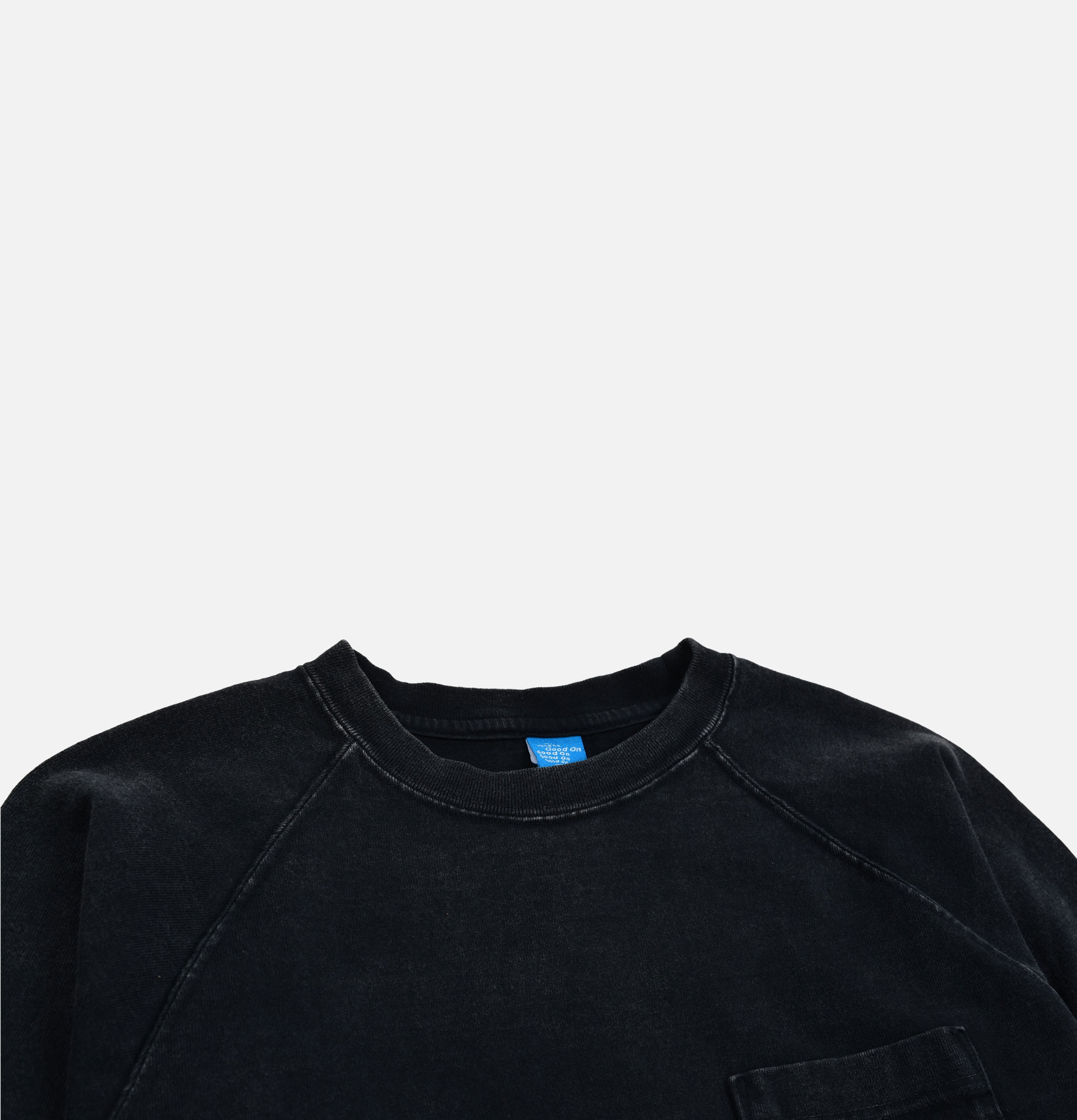 Good On Vintage Dye Ls Raglan Pocket Black