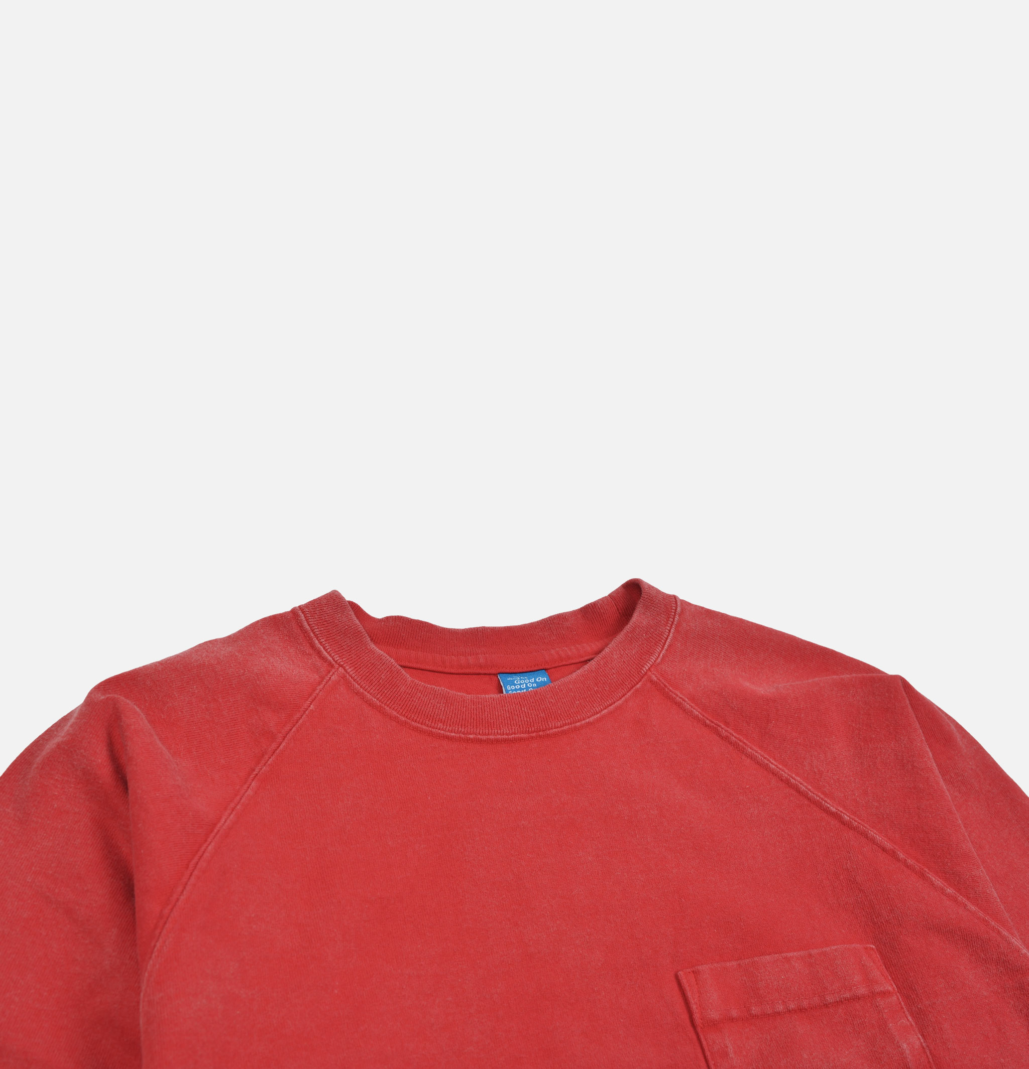 Good On Vintage Dye Ls Raglan Pocket Rouge