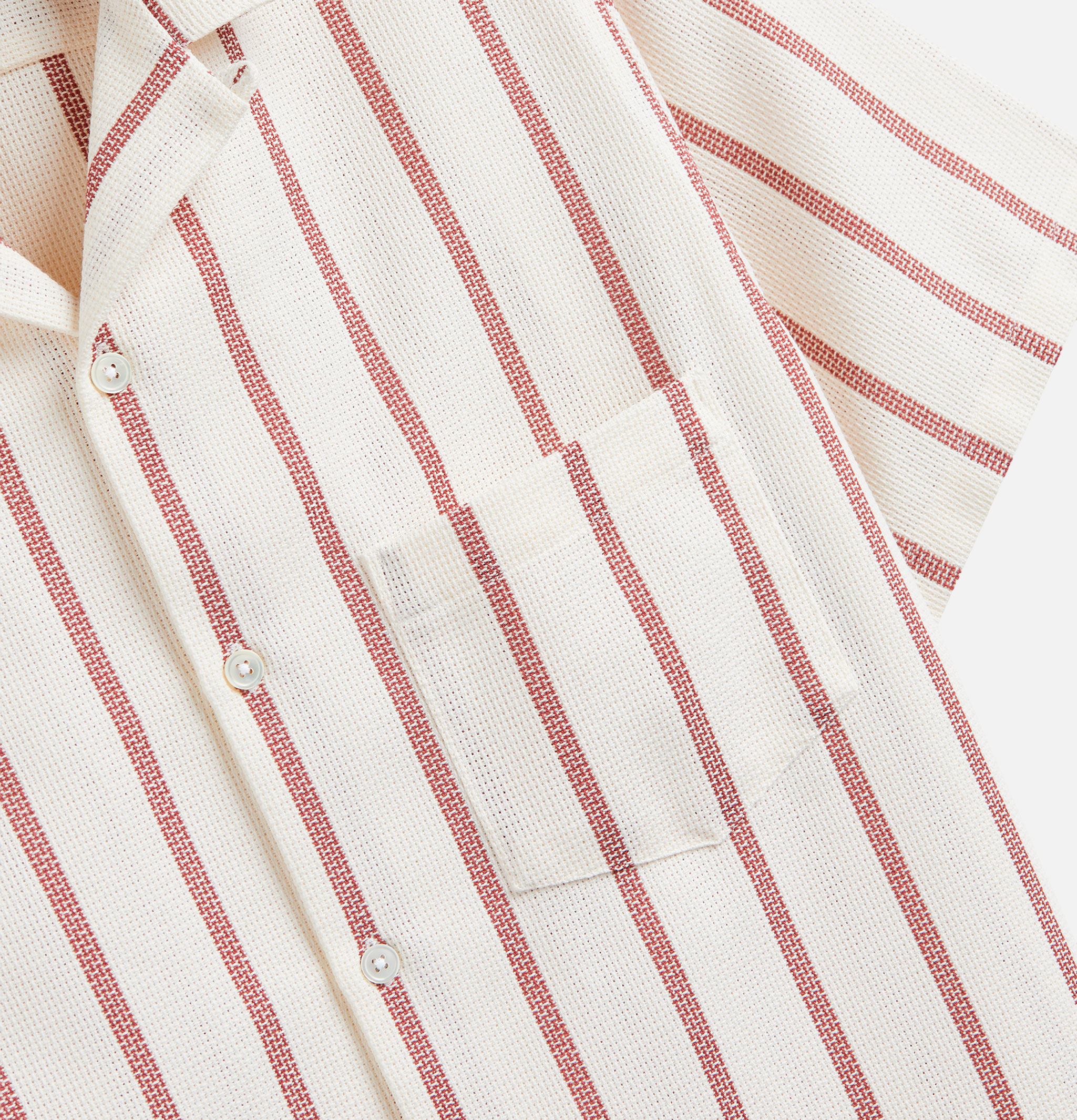 Portuguese Flannel Piquet Shirt Bordeaux Stripe