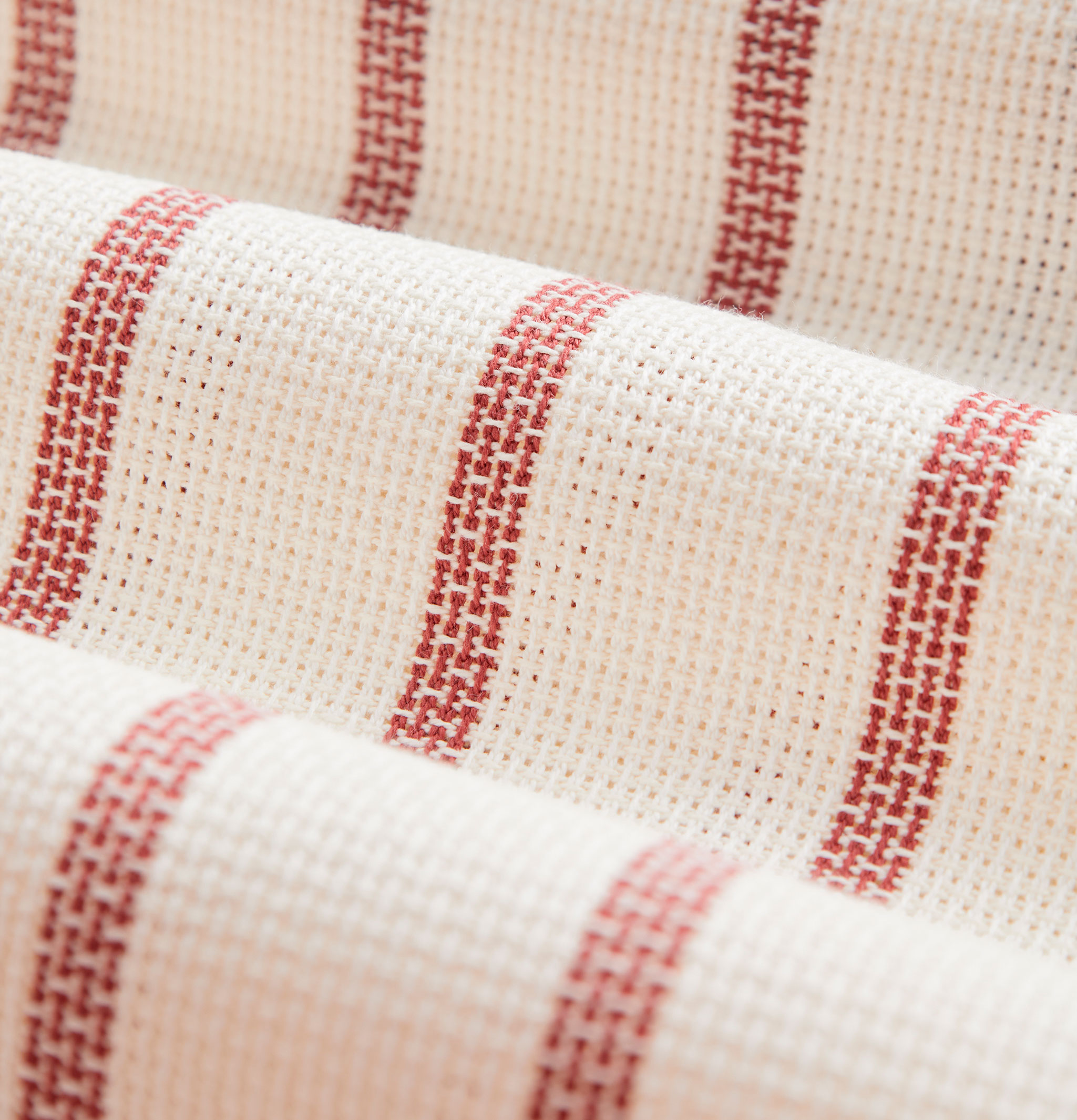 Portuguese Flannel Piquet Shirt Bordeaux Stripe