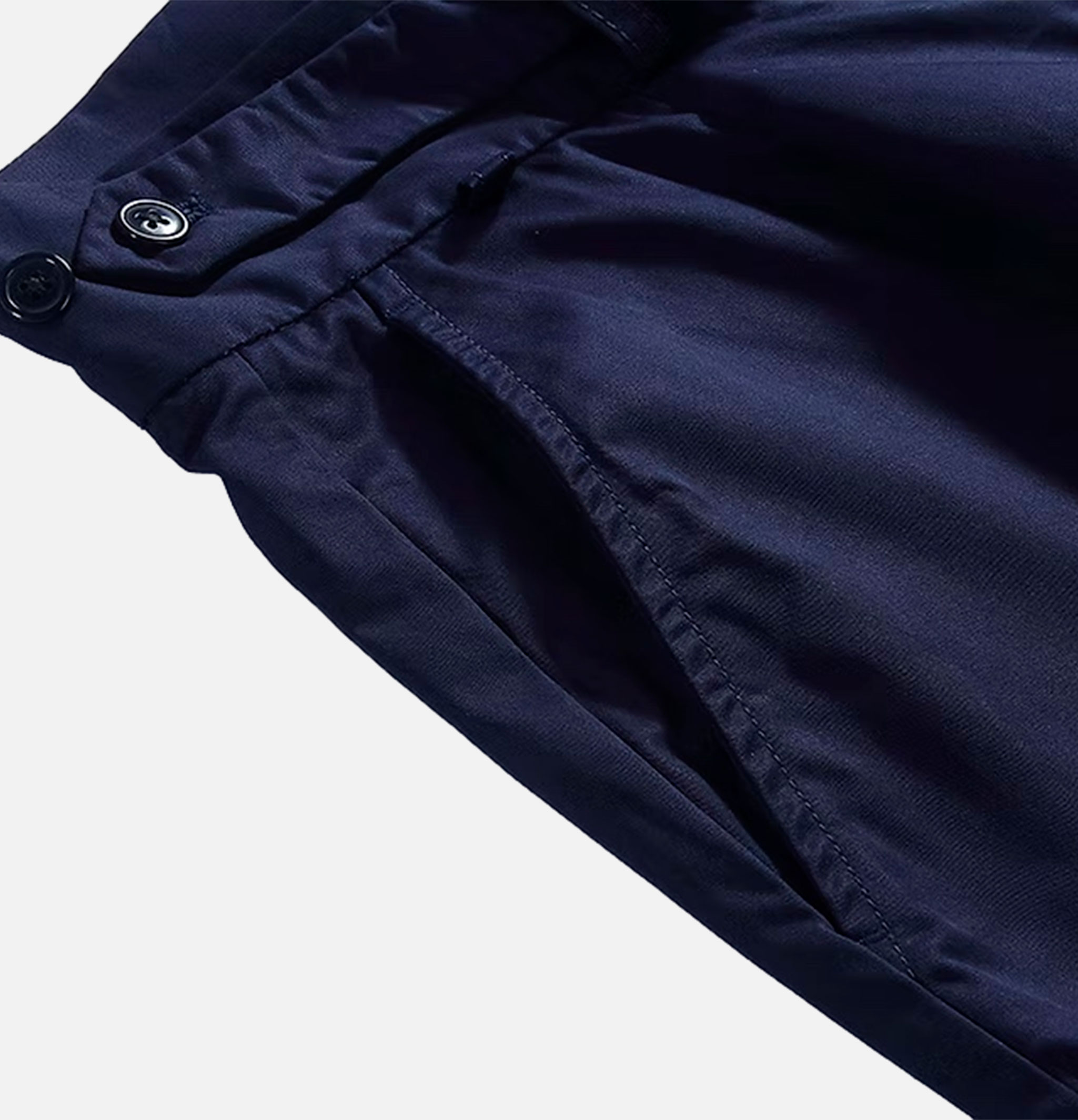 Standard Type Side Button Shorts Navy