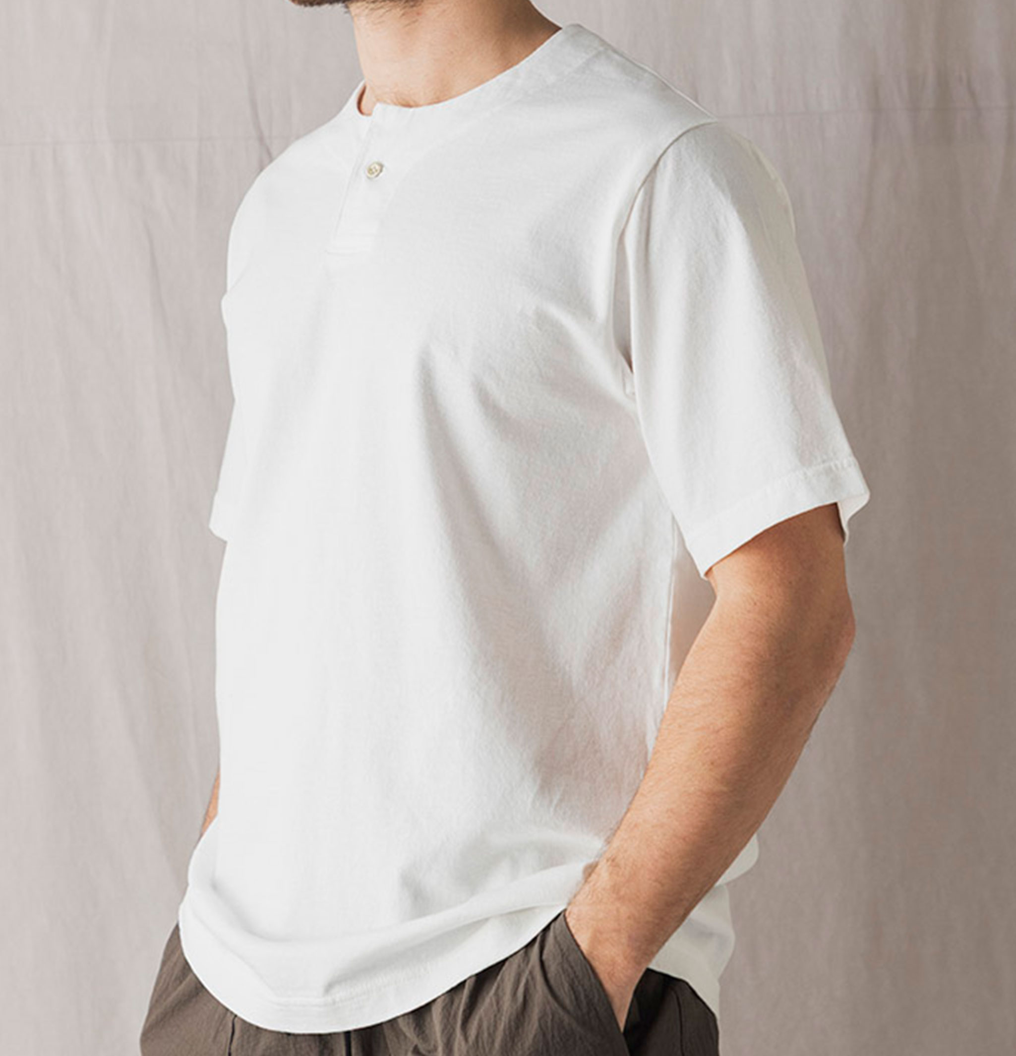 Jackman Henleyneck T-shirt Blanc