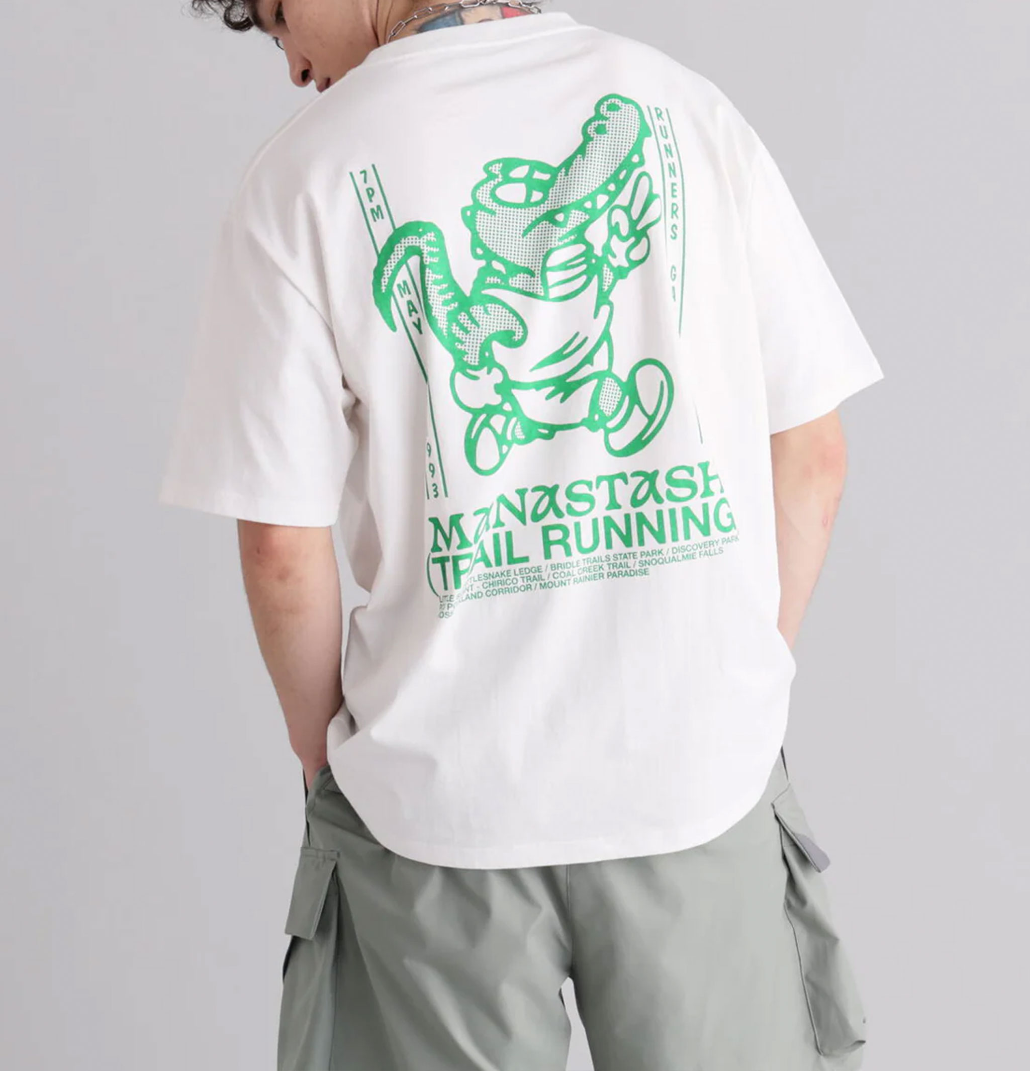 Manastash T-shirt Citee Crocodile Blanc
