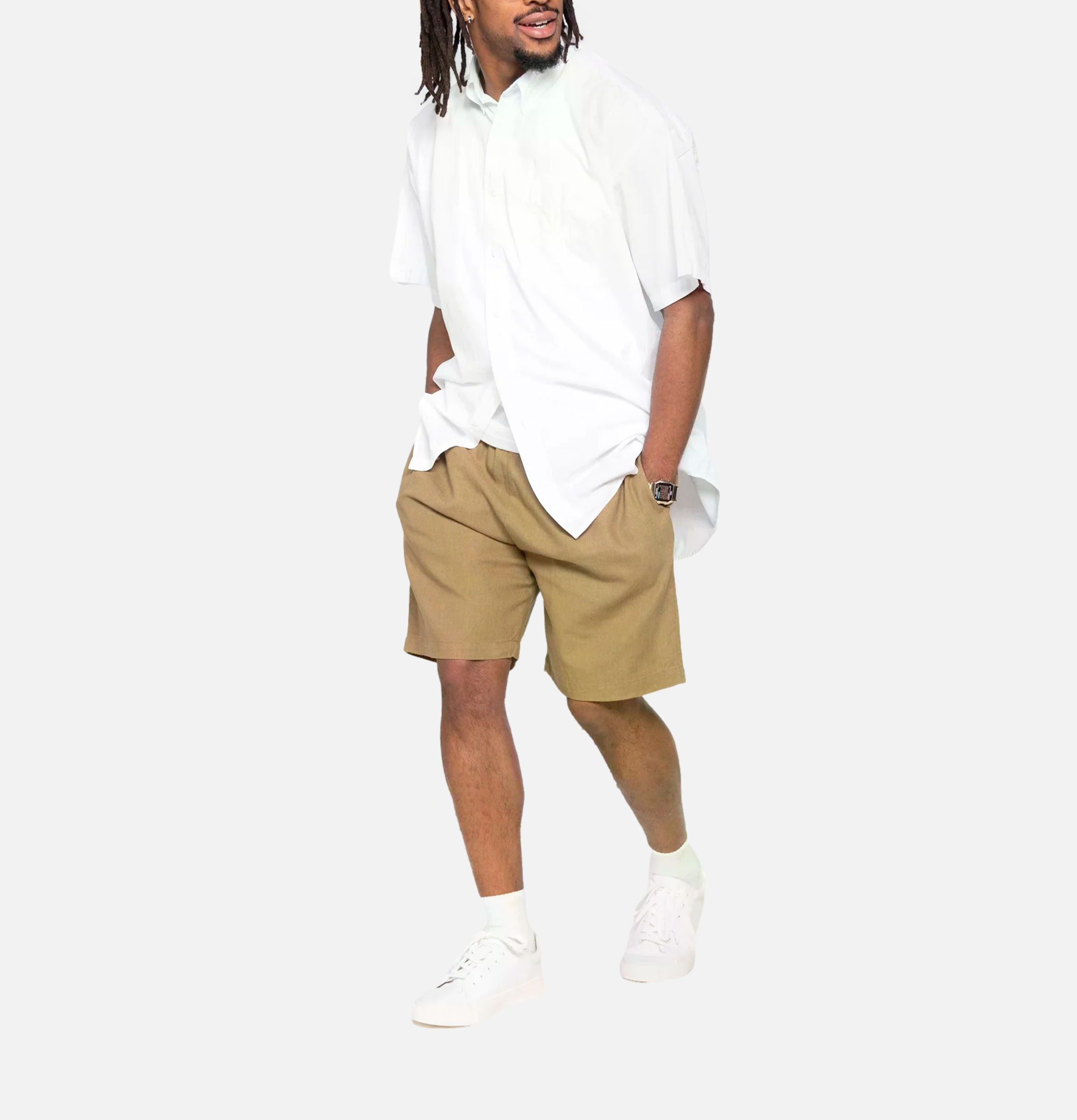 Cookman Chef Linen Shorts Olive