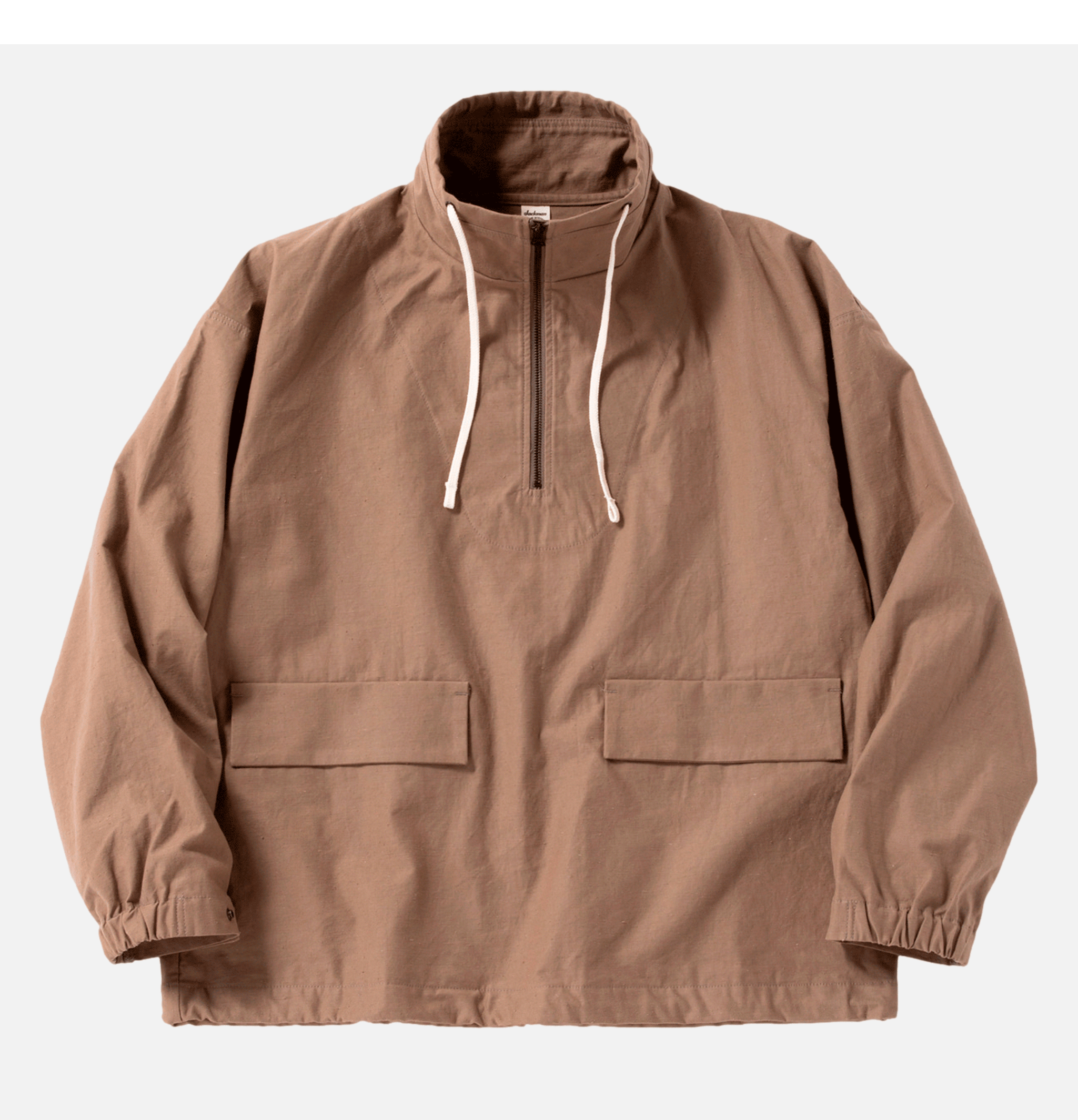 Jackman Back Nep Himo Stand Neck Sepia