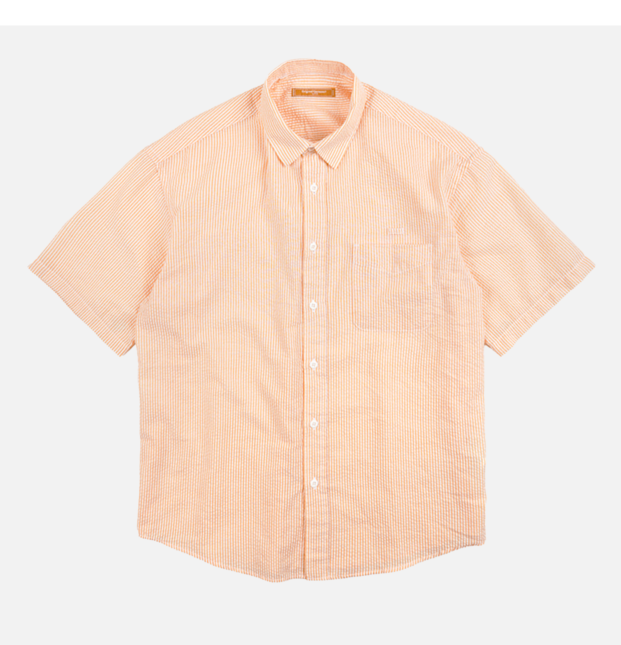Frizmworks Og Stripe Seersucker Half Shirt in Orange