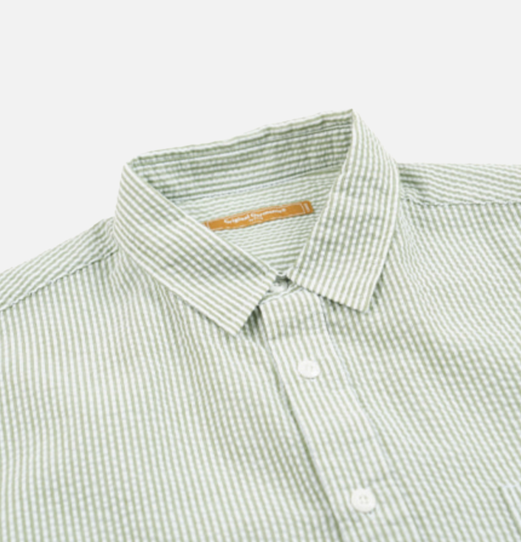 Frizmworks Og Stripe Seersucker Half Shirt in Green