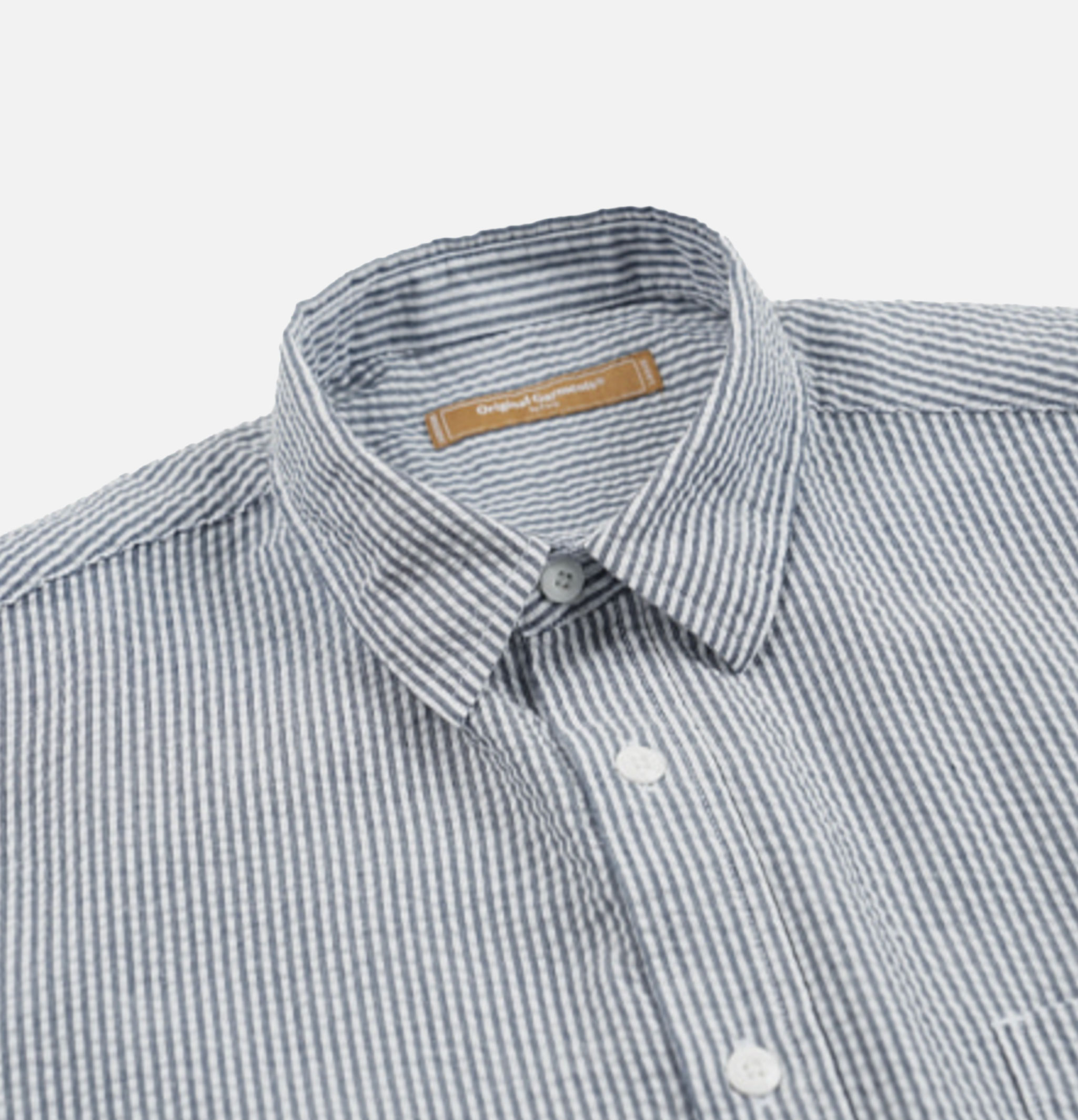 Frizmworks Og Stripe Seersucker Half Shirt in Blue
