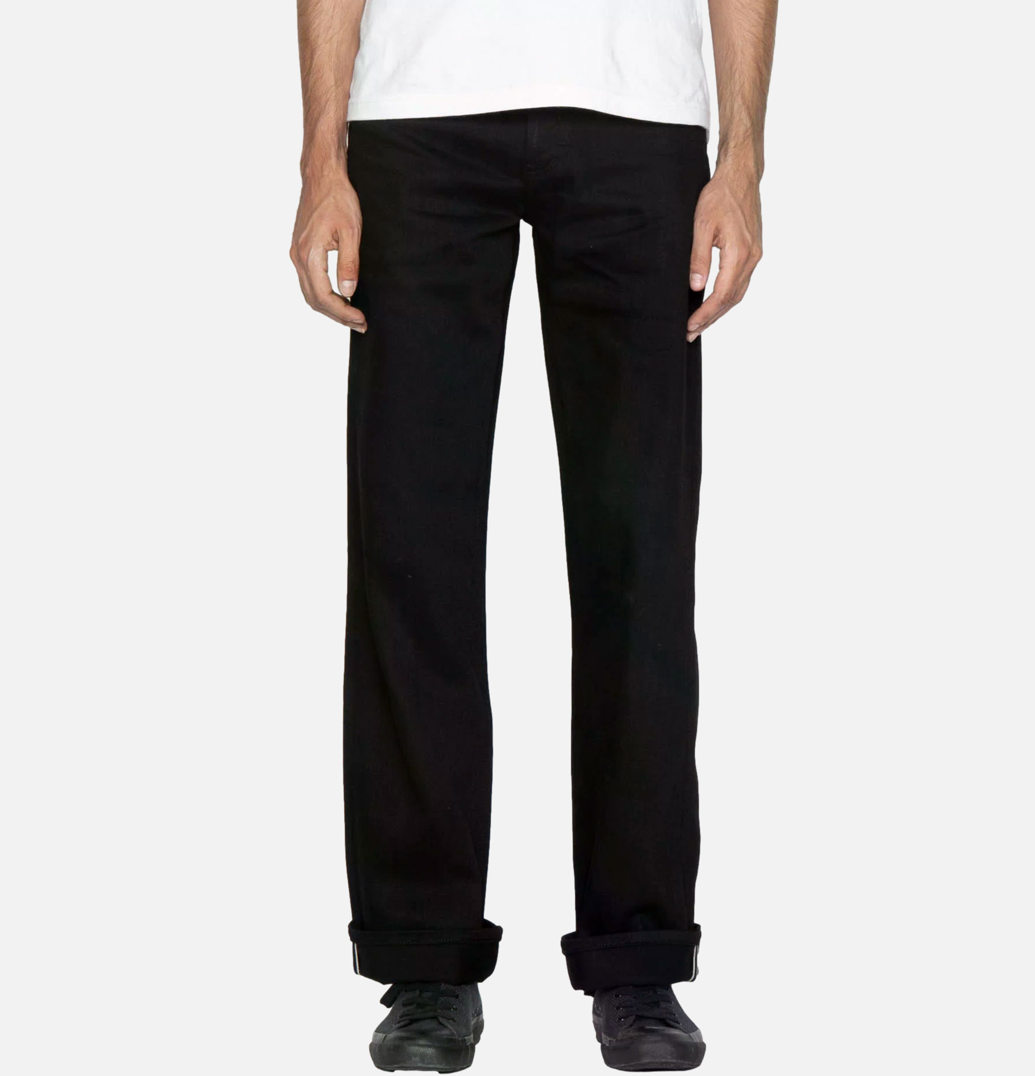 Unbranded Brand Jean UB744 Wide Straight Fit Selvedge 11oz Black