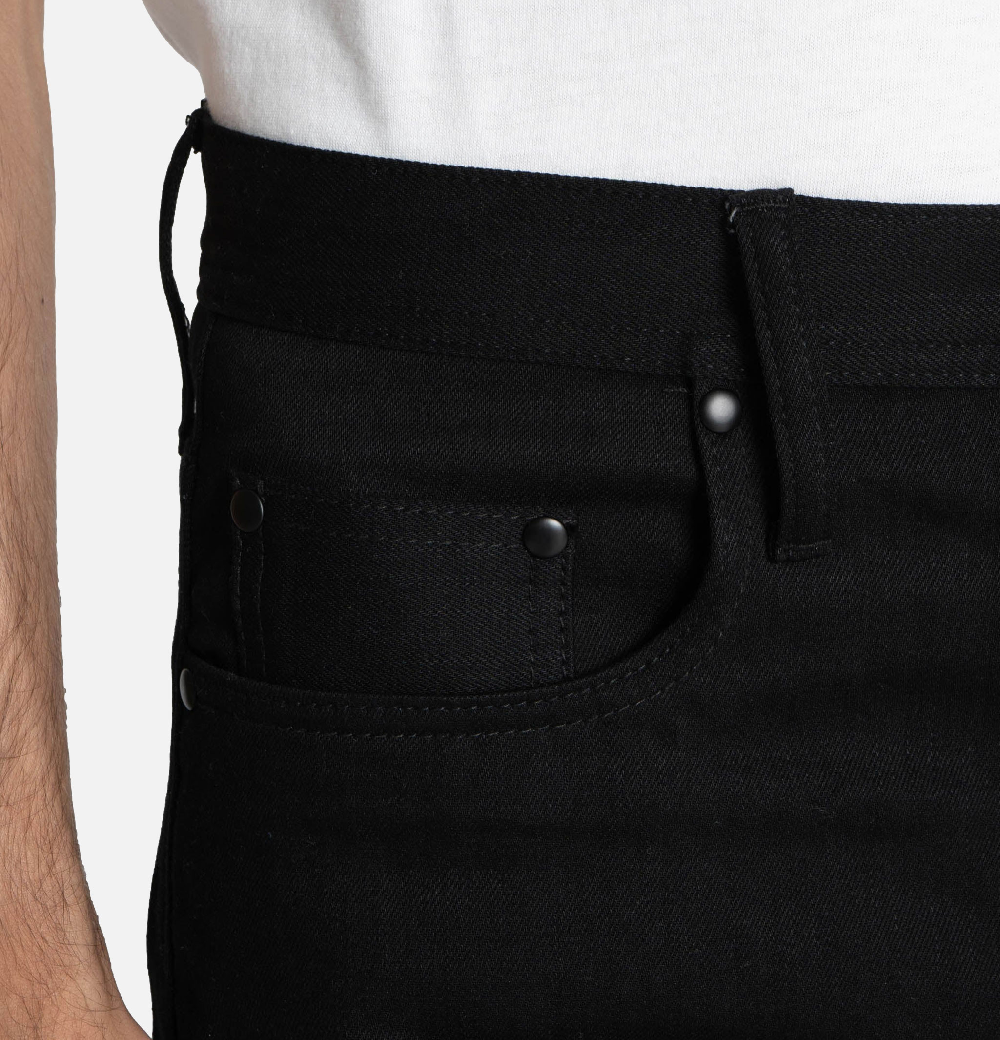 Unbranded Brand Jean UB744 Wide Straight Fit Selvedge 11oz Black