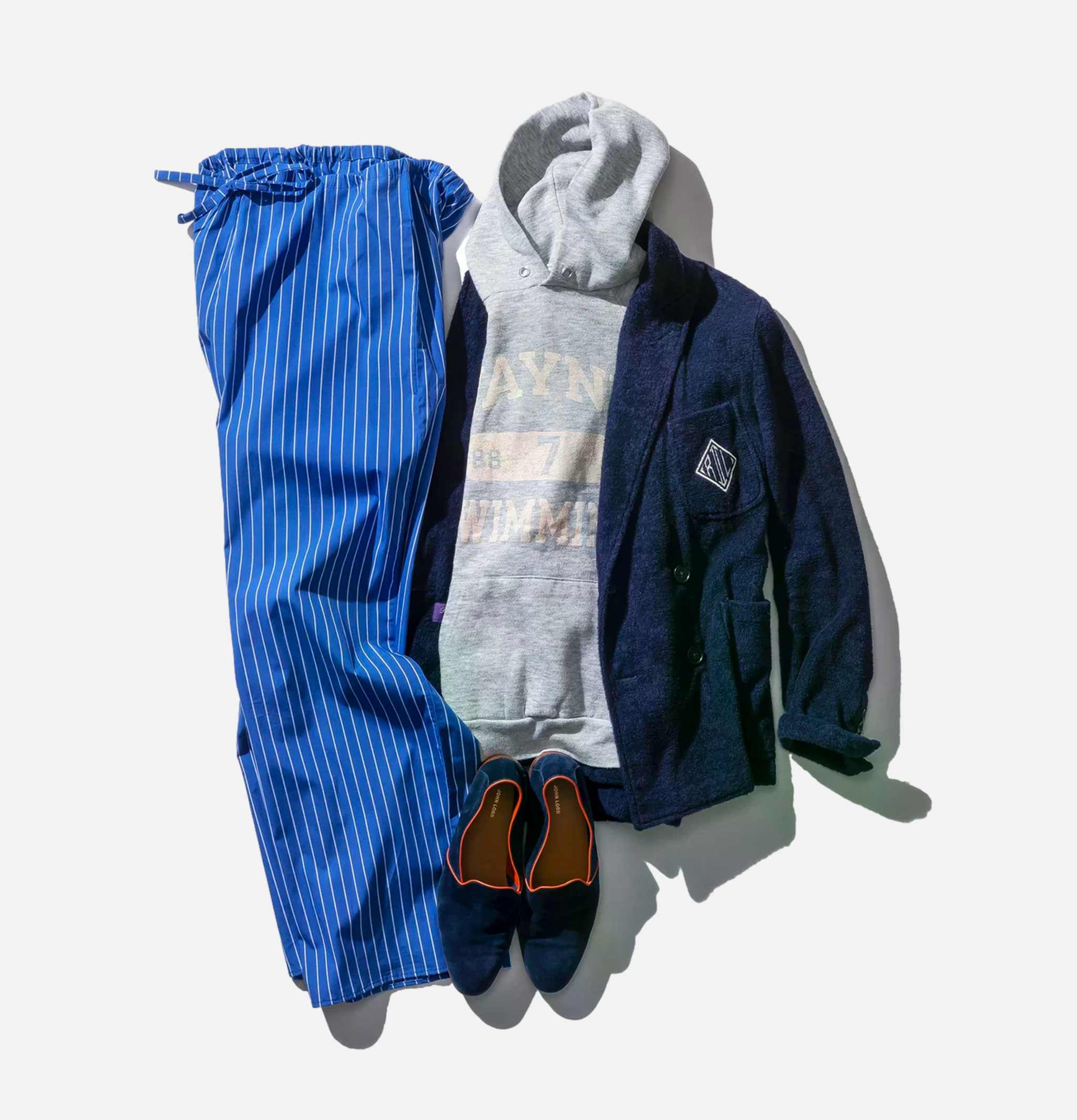 Puebco Cotton Stripe Regular Pant Blue
