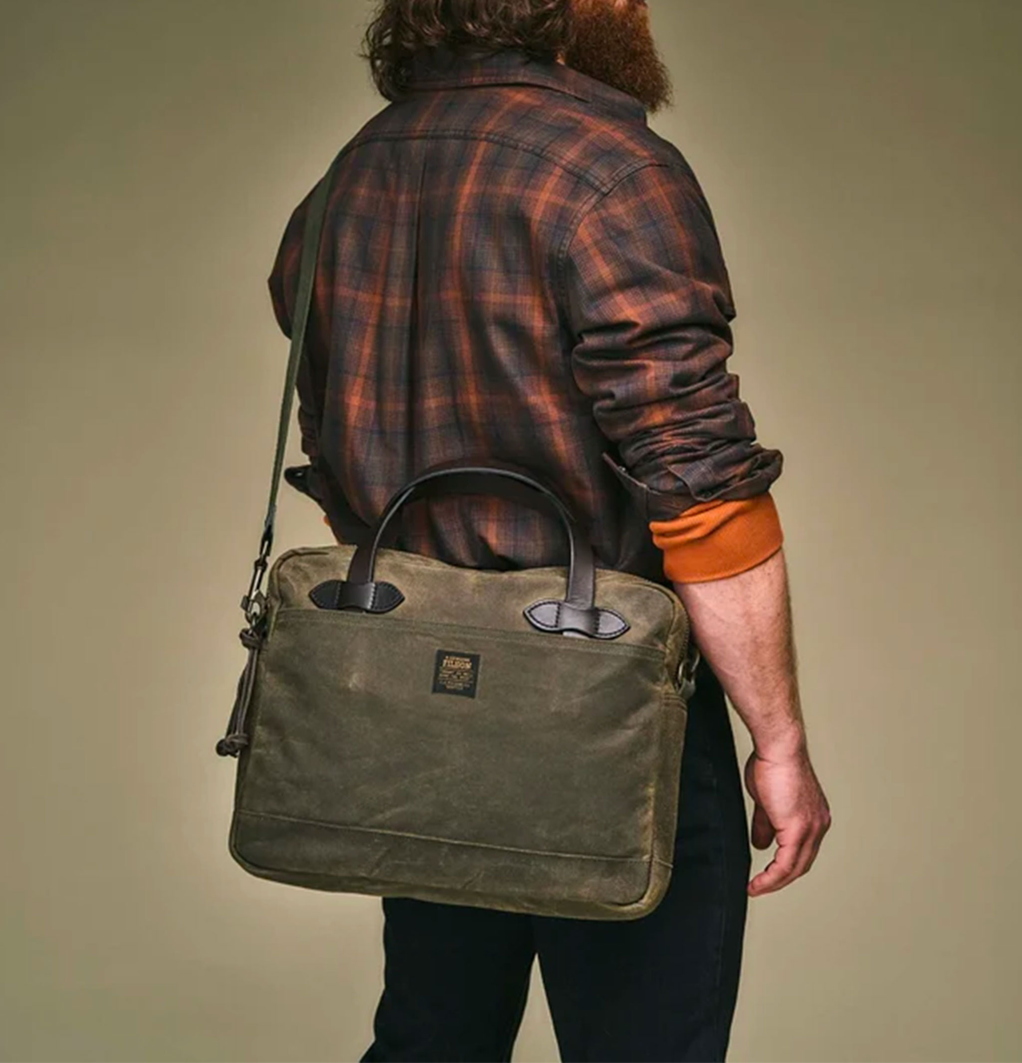 Filson Tin Cloth Compact Briefcase Otter Green