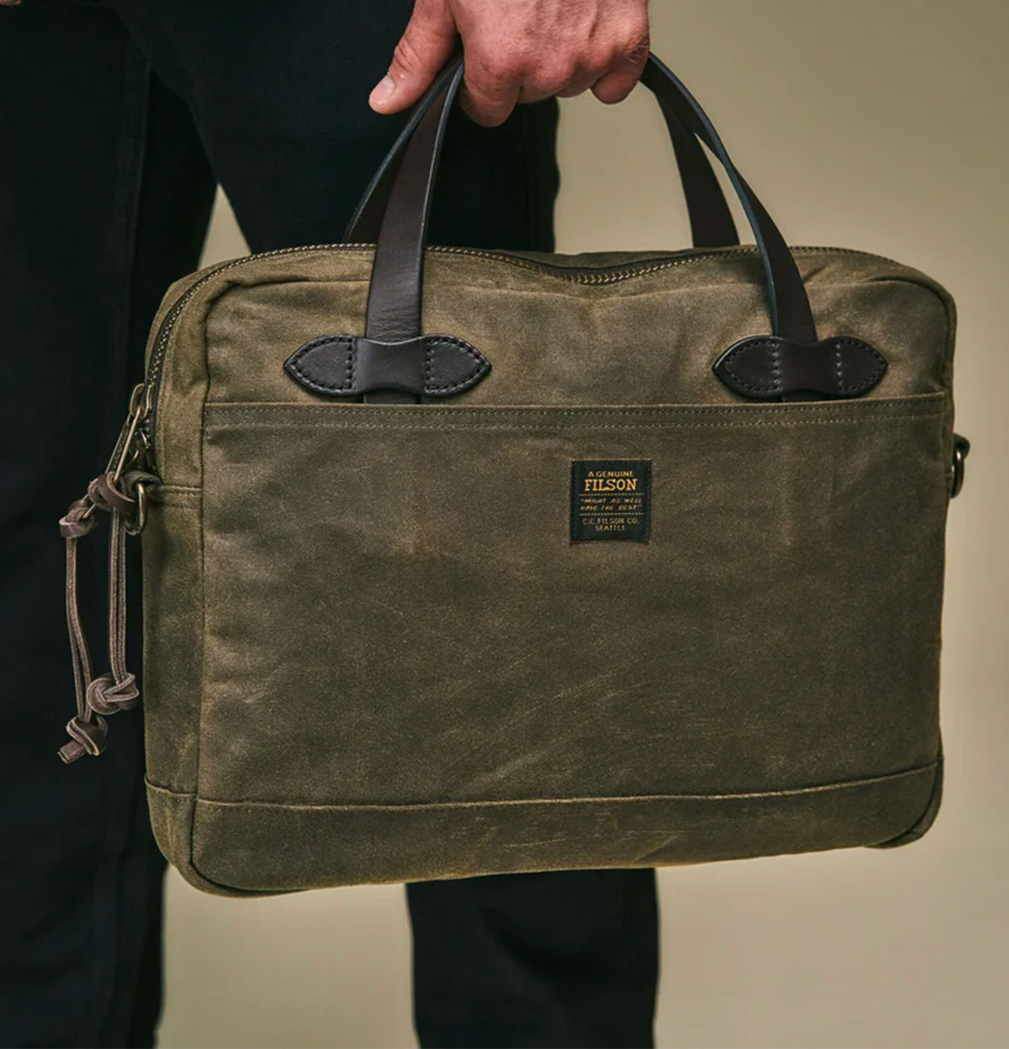 Filson Tin Cloth Compact Briefcase Otter Green