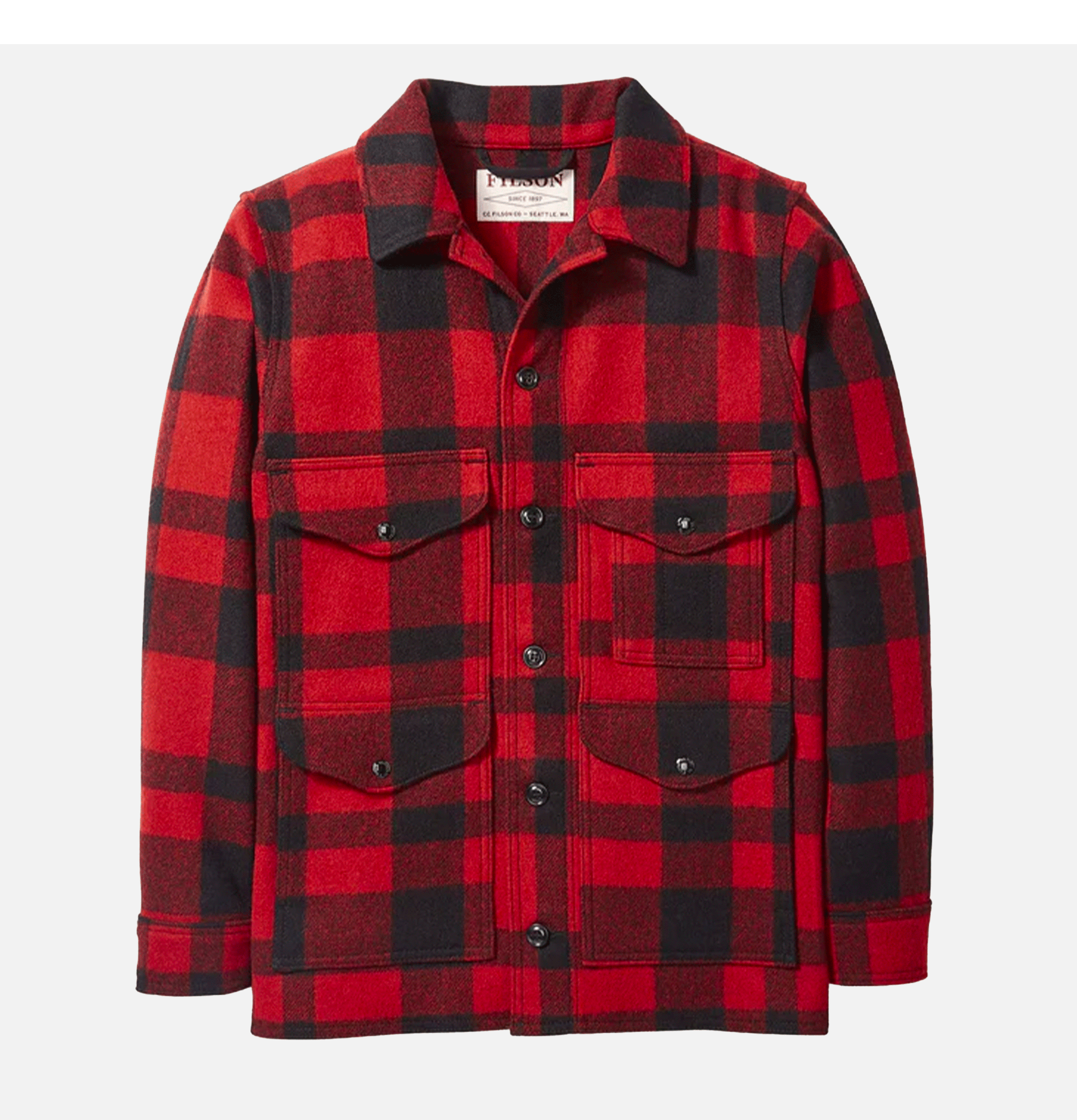 Filson Mackinaw Cruiser Jacket, Red and Black