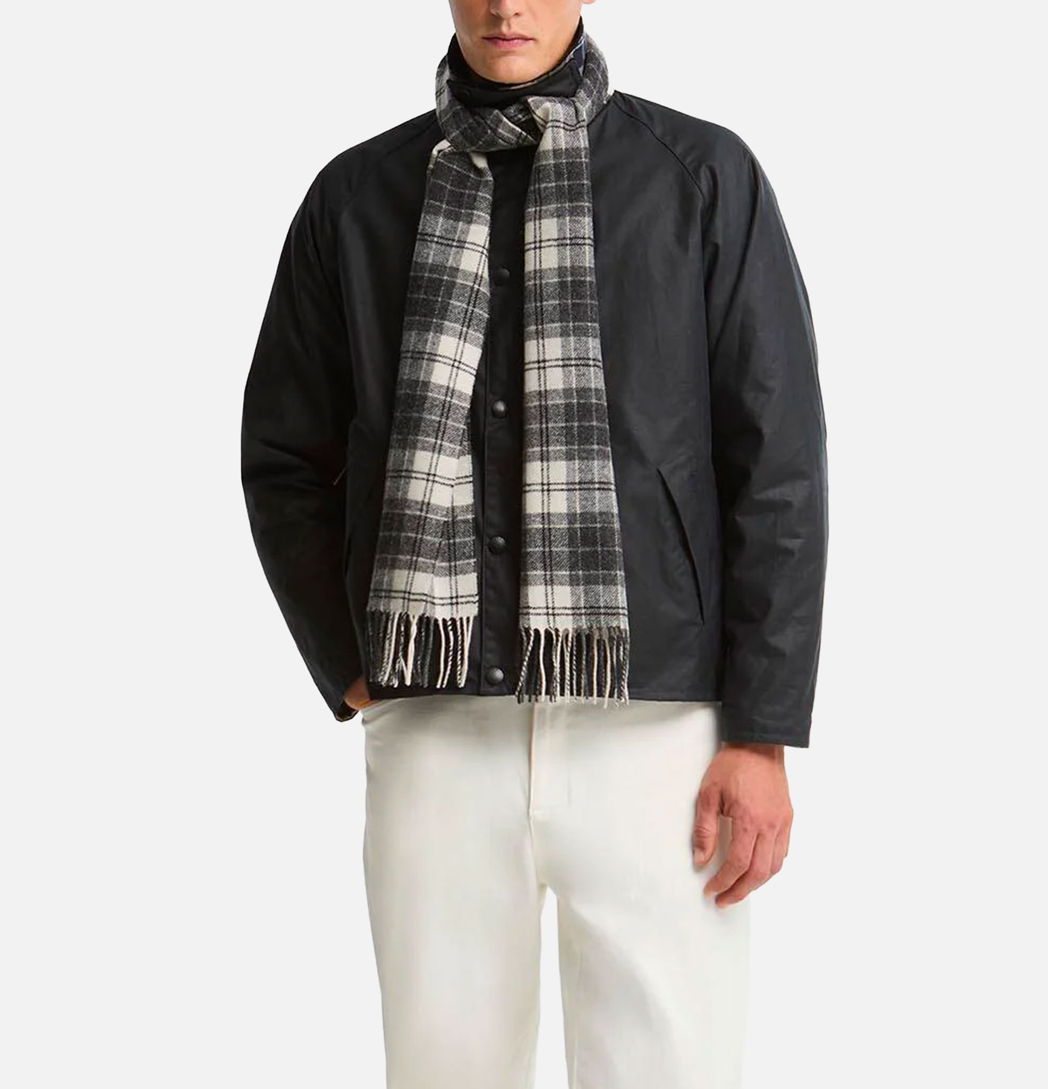Barbour Monochrome Tartan Lambswool Scarf
