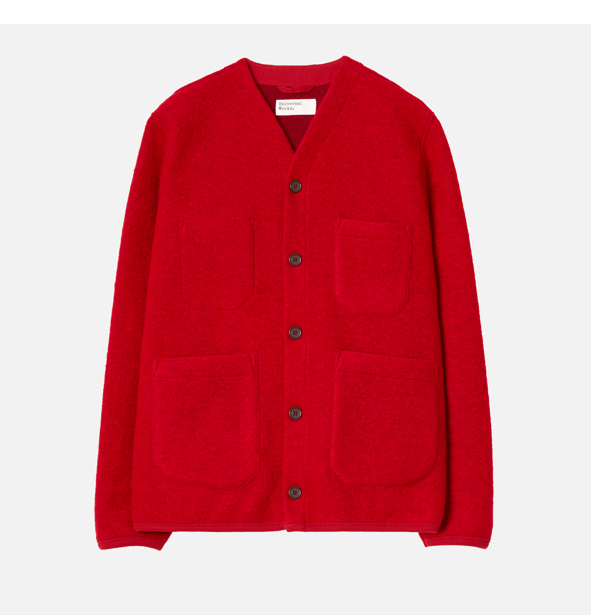 Universal Works Scarlet Wool Cardigan