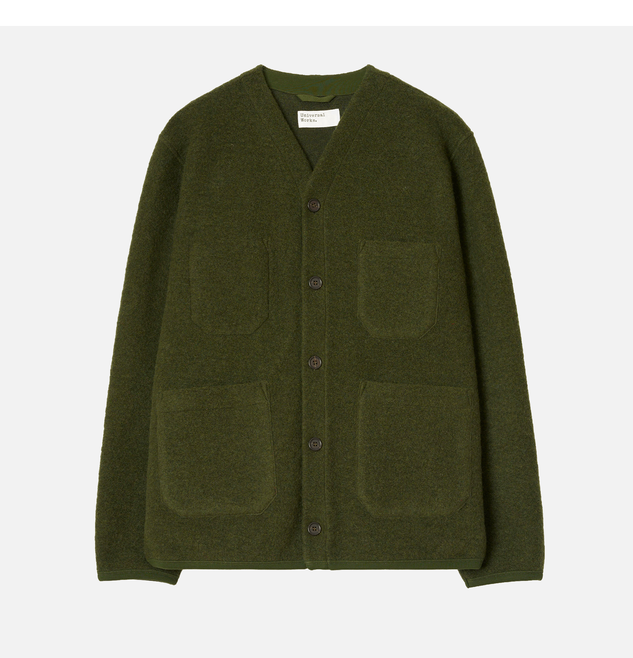 Universal Works Olive Wool Cardigan