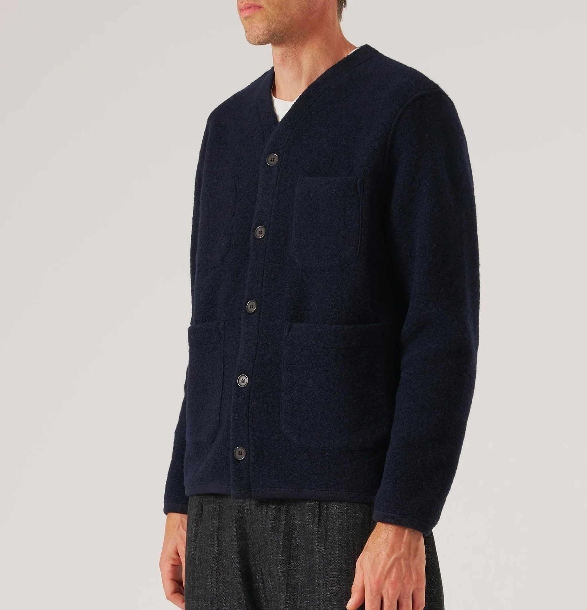 Universal Works Navy Wool Cardigan