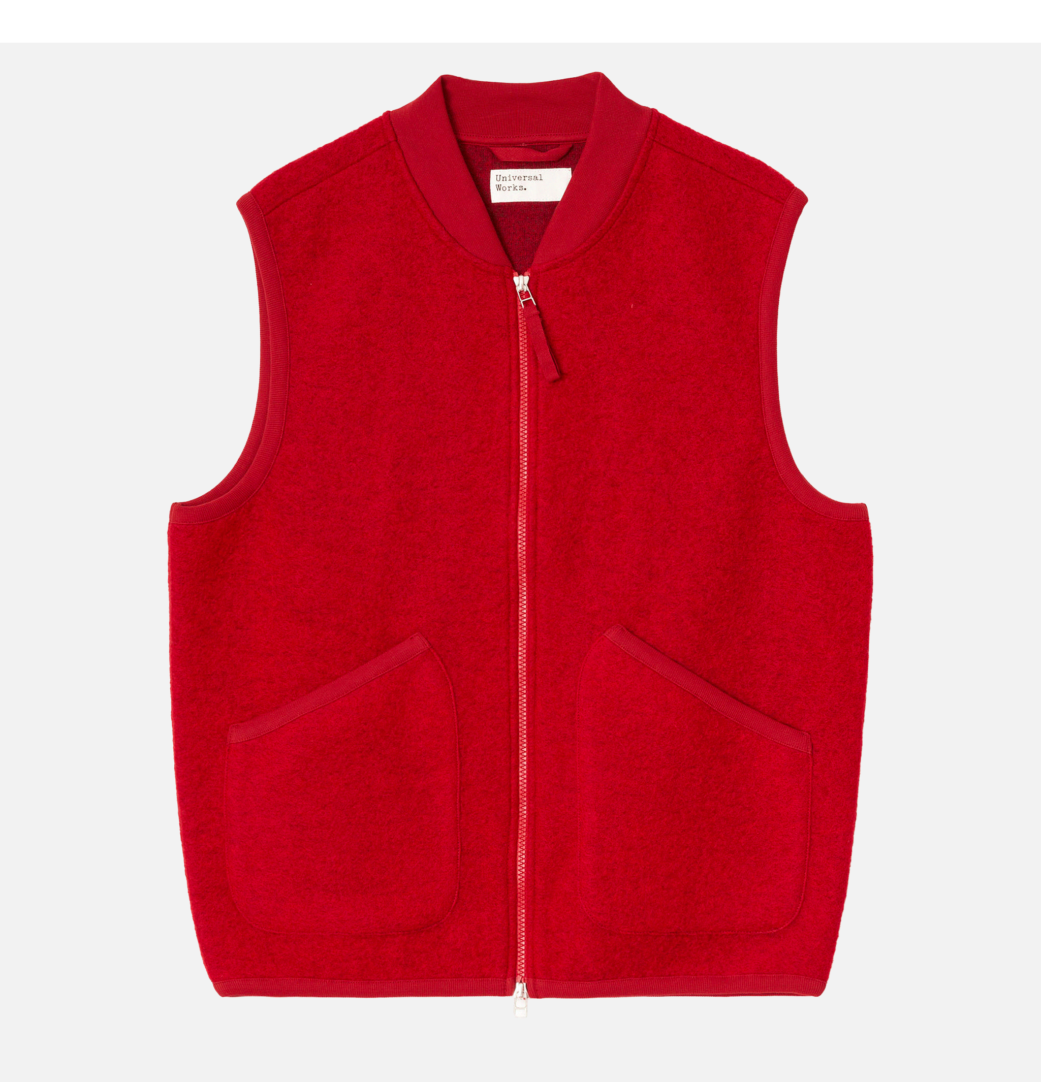 Universal Works Zip Waistcoat Wool Scarlet