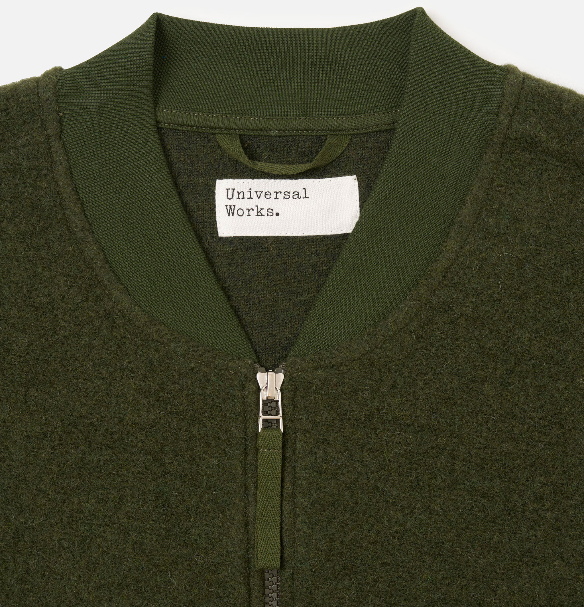 Universal Works Zip Waistcoat Wool Olive
