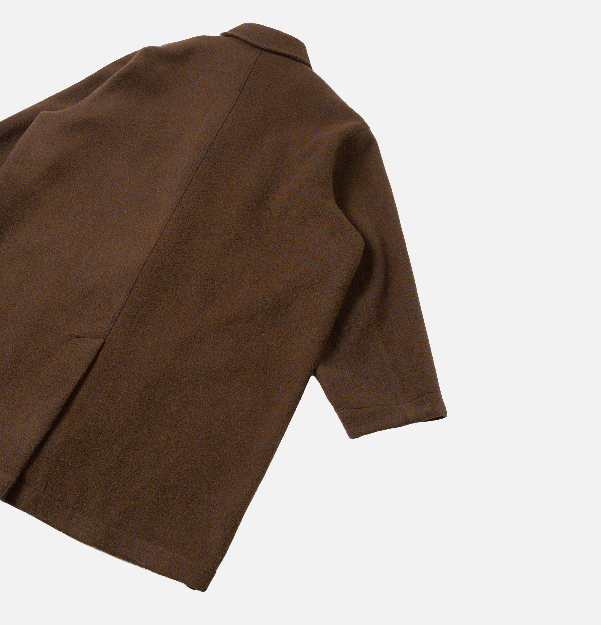 Universal Works Stan Wool Tweed Coat, Navy Brown