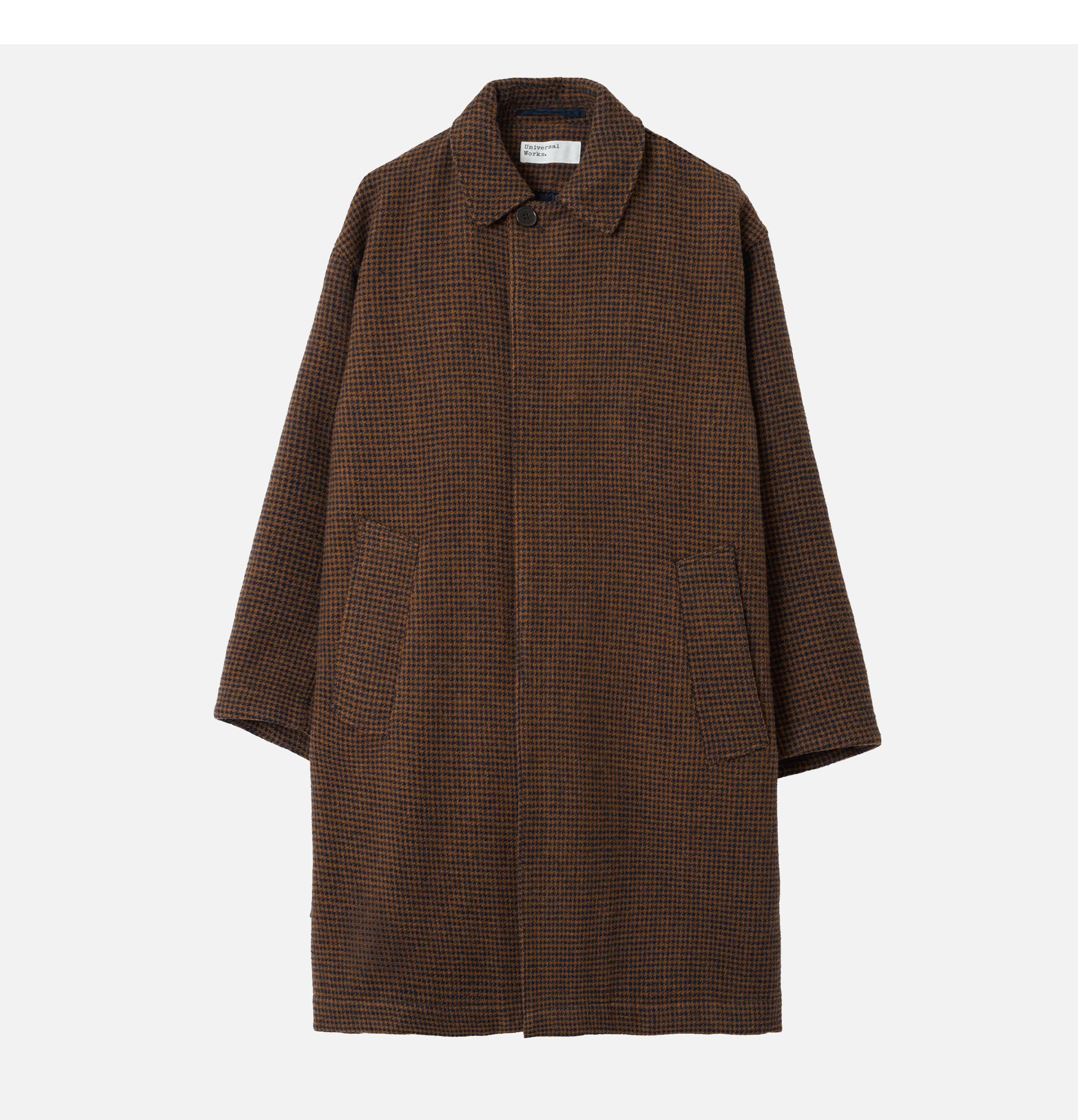 Universal Works Manteau Stan Wool Tweed Navy Brown