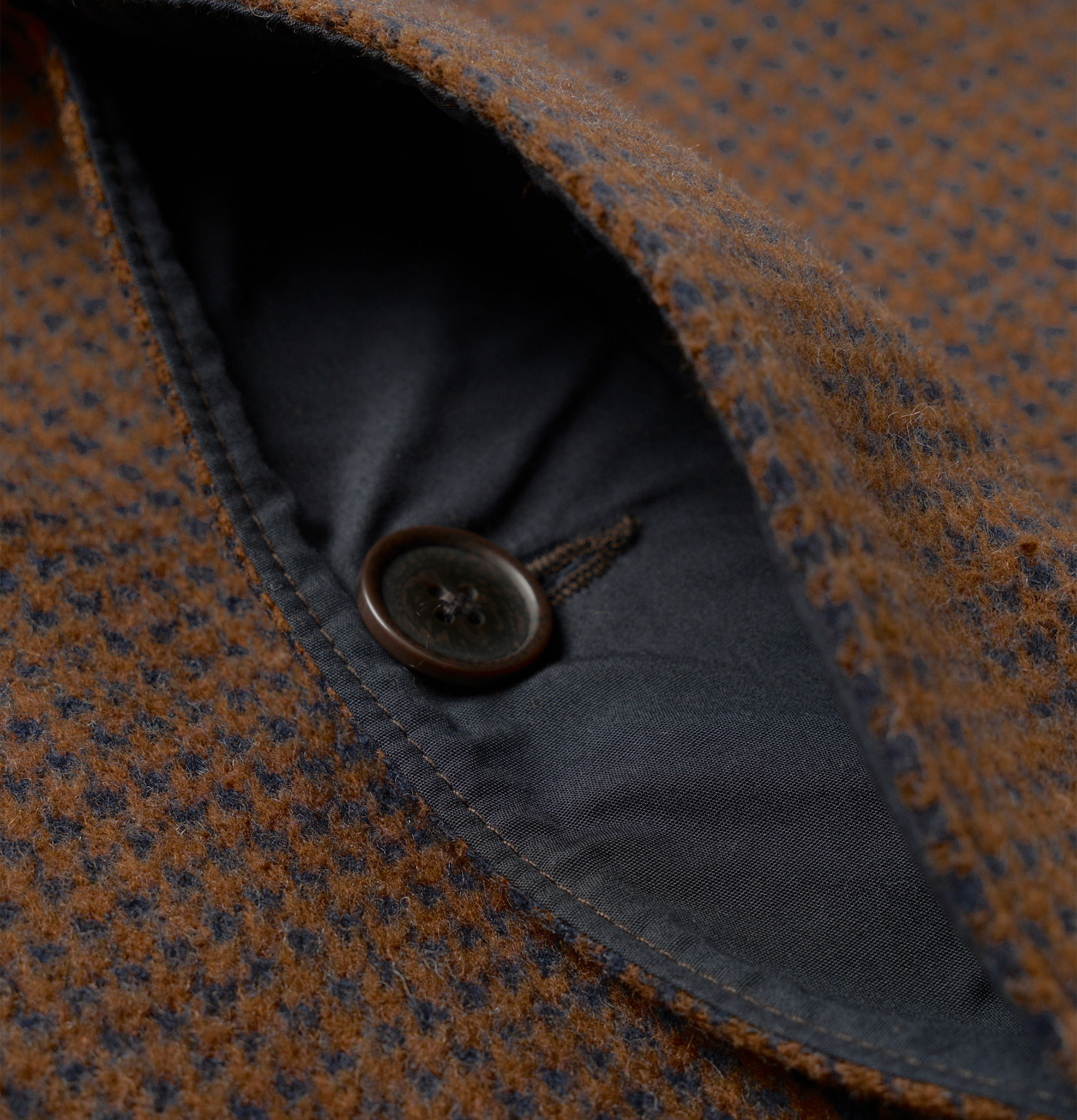 Universal Works Manteau Stan Wool Tweed Navy Brown