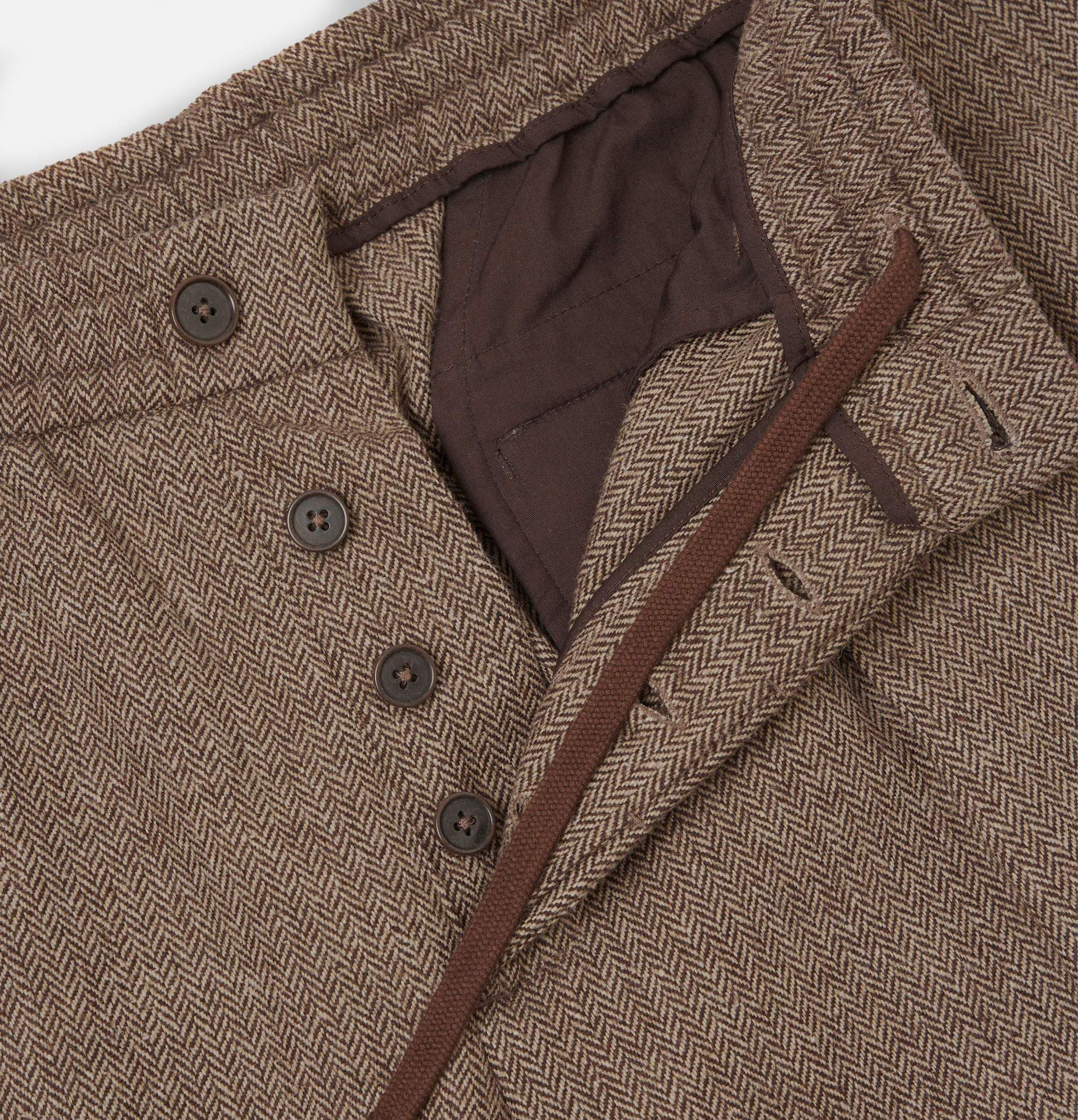 Universal Works Pleated Track Wool Herringbone Brown