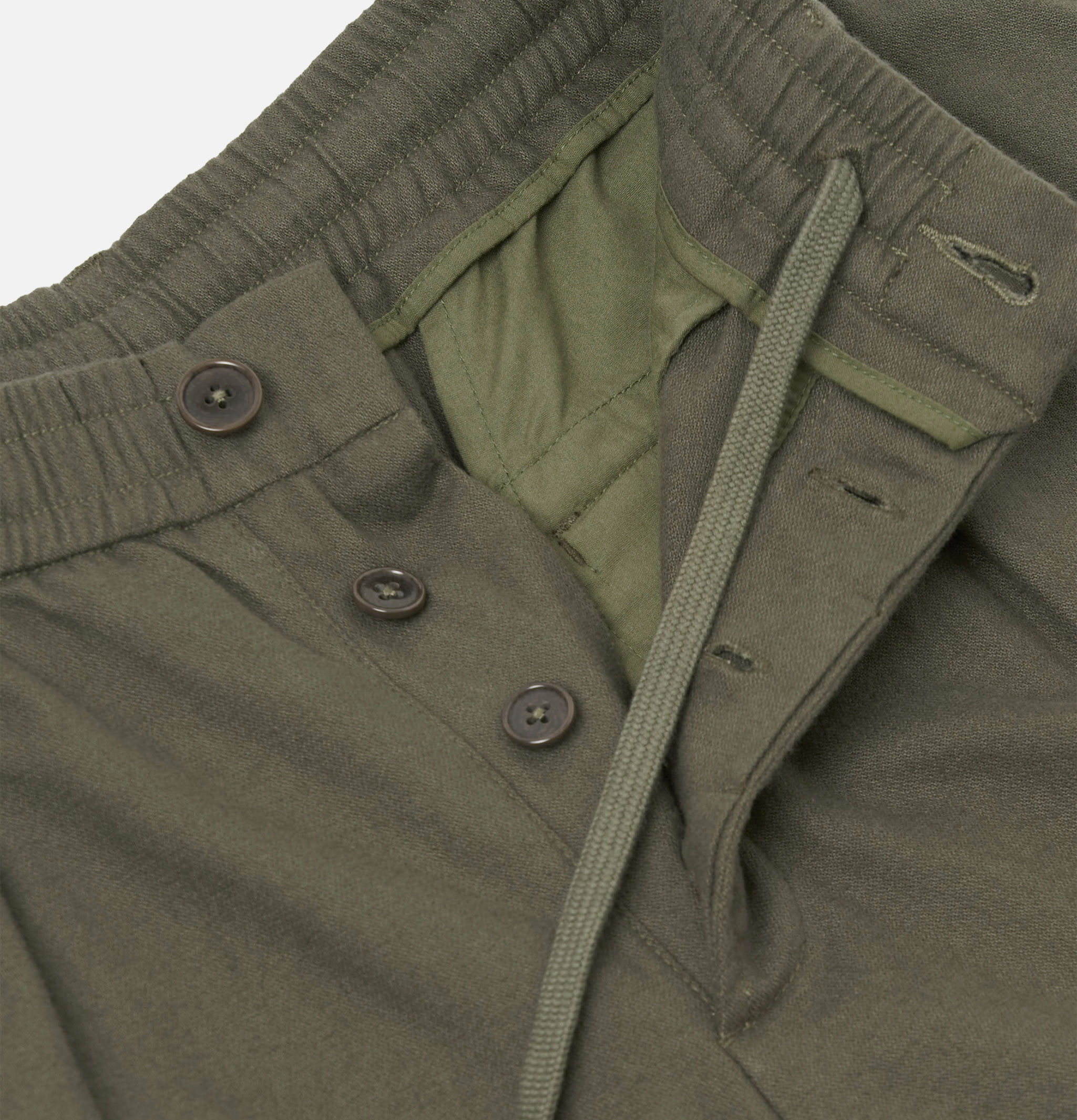 Universal Works Pleated Track Moleskin Pant Olive