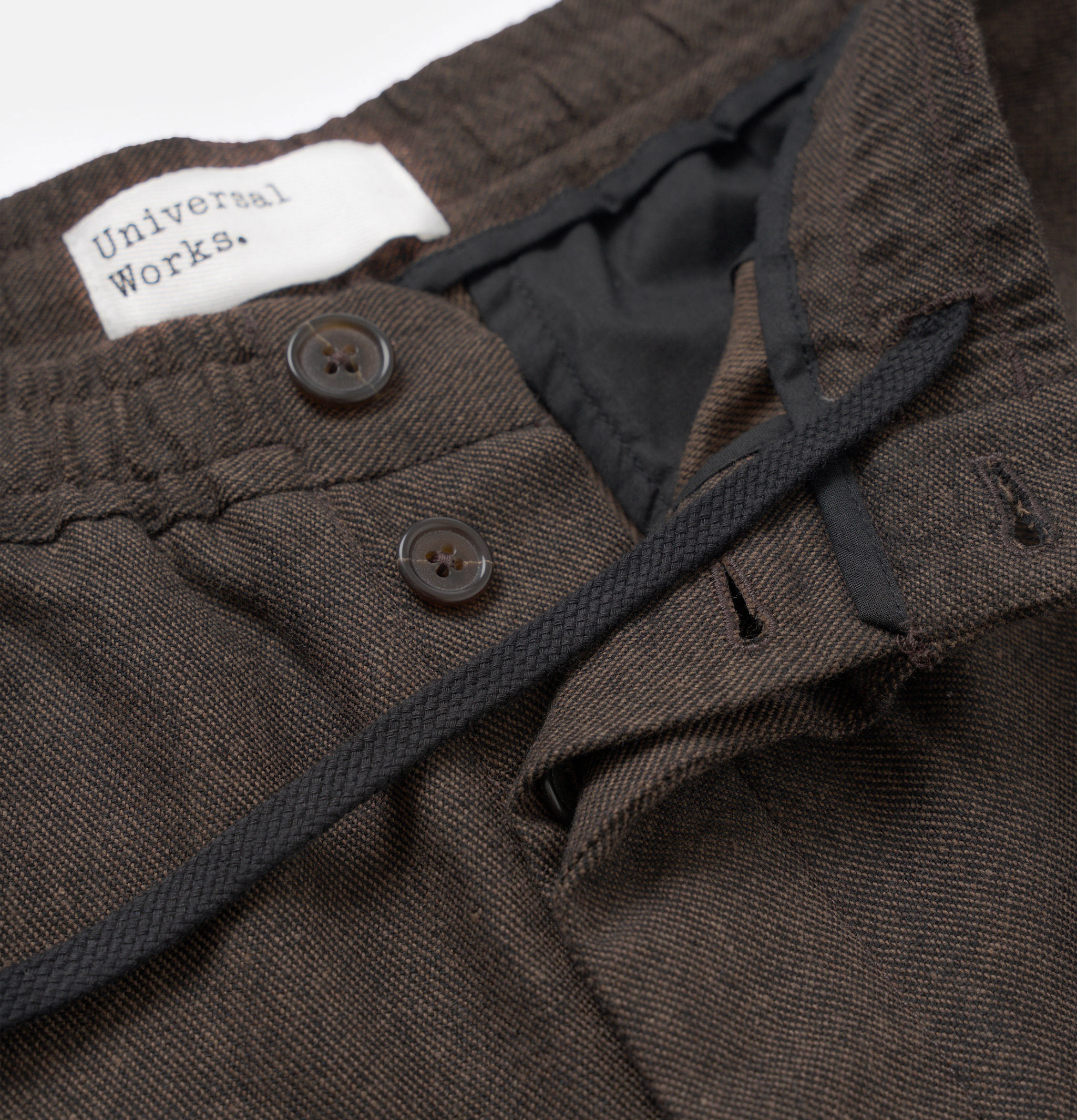 Universal Works Pleated Track Recycled Tweed Brown