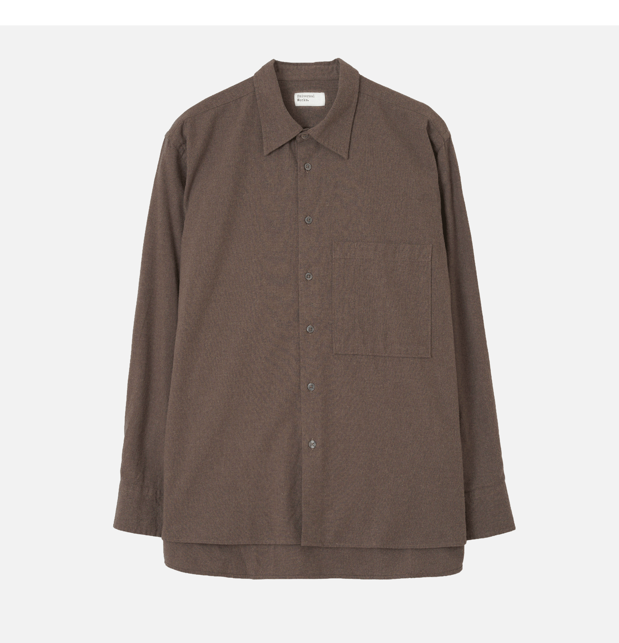 Universal Works Chemise Brushed Flannel Square Pocket Brown