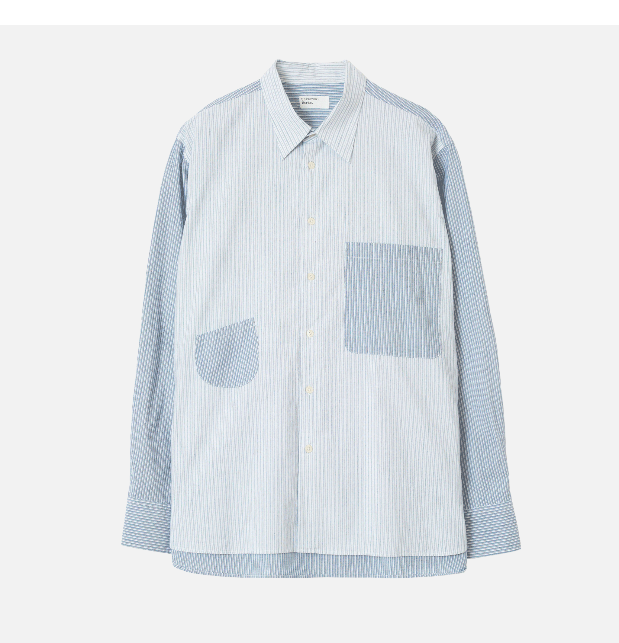 Universal Works Chemise Station Mix Stripe Blue