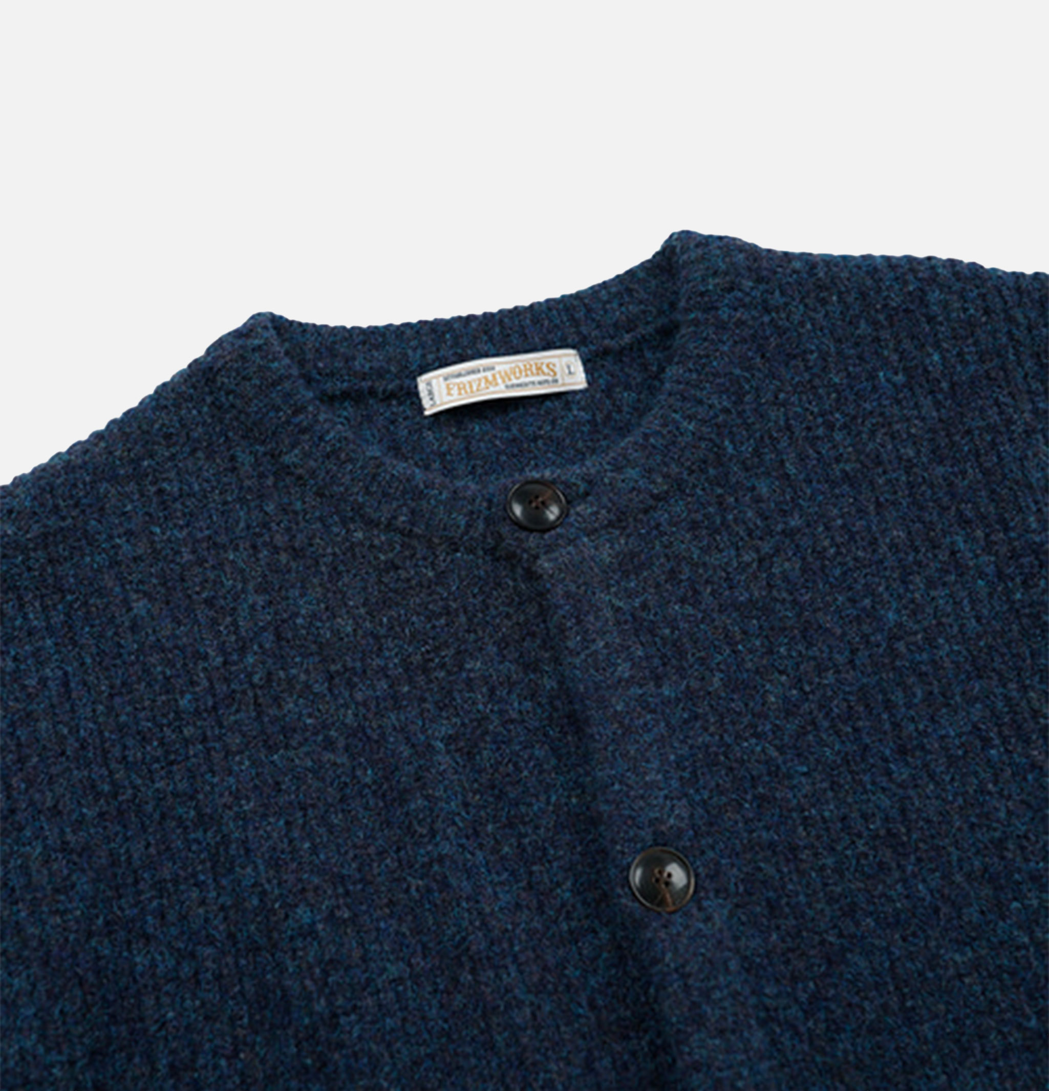 Frizmworks Cardigan Col Rond Maille Brossée Indigo
