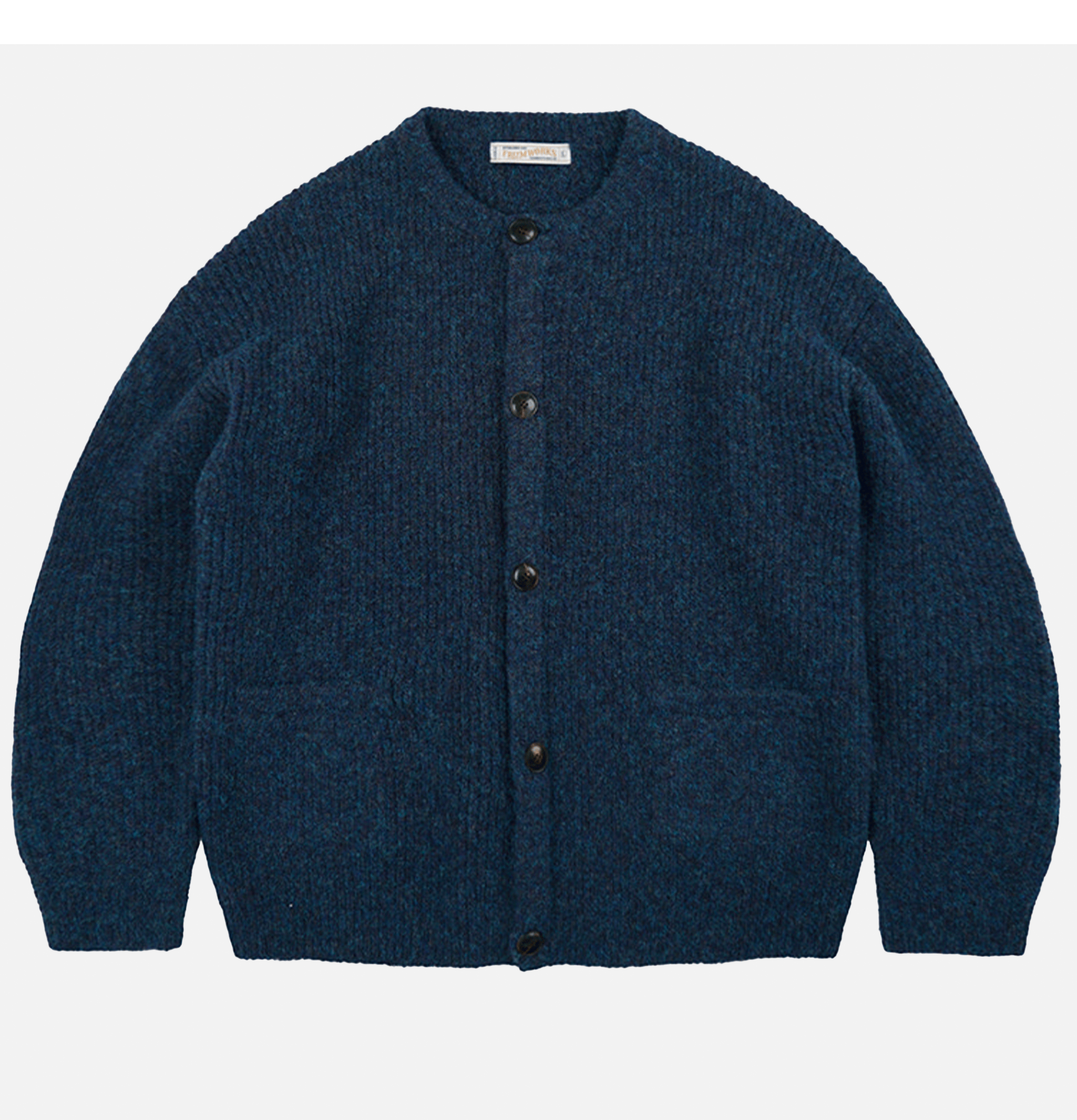 Frizmworks Cardigan Col Rond Maille Brossée Indigo