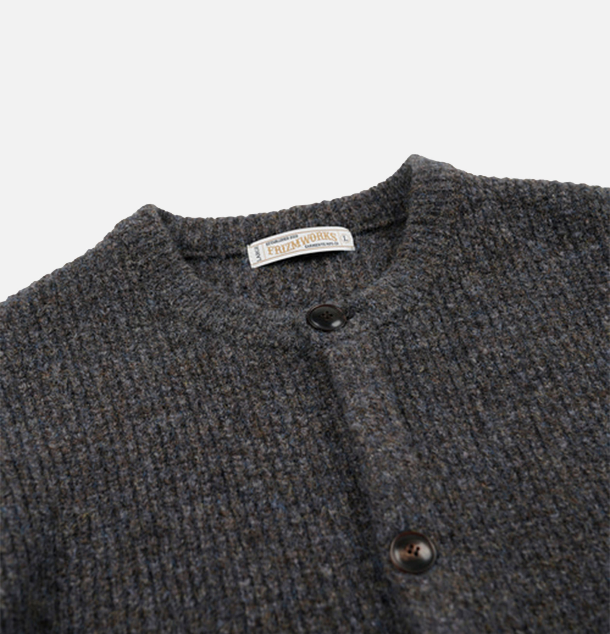 Frizmworks Cardigan Col Rond Maille Brossée Marron