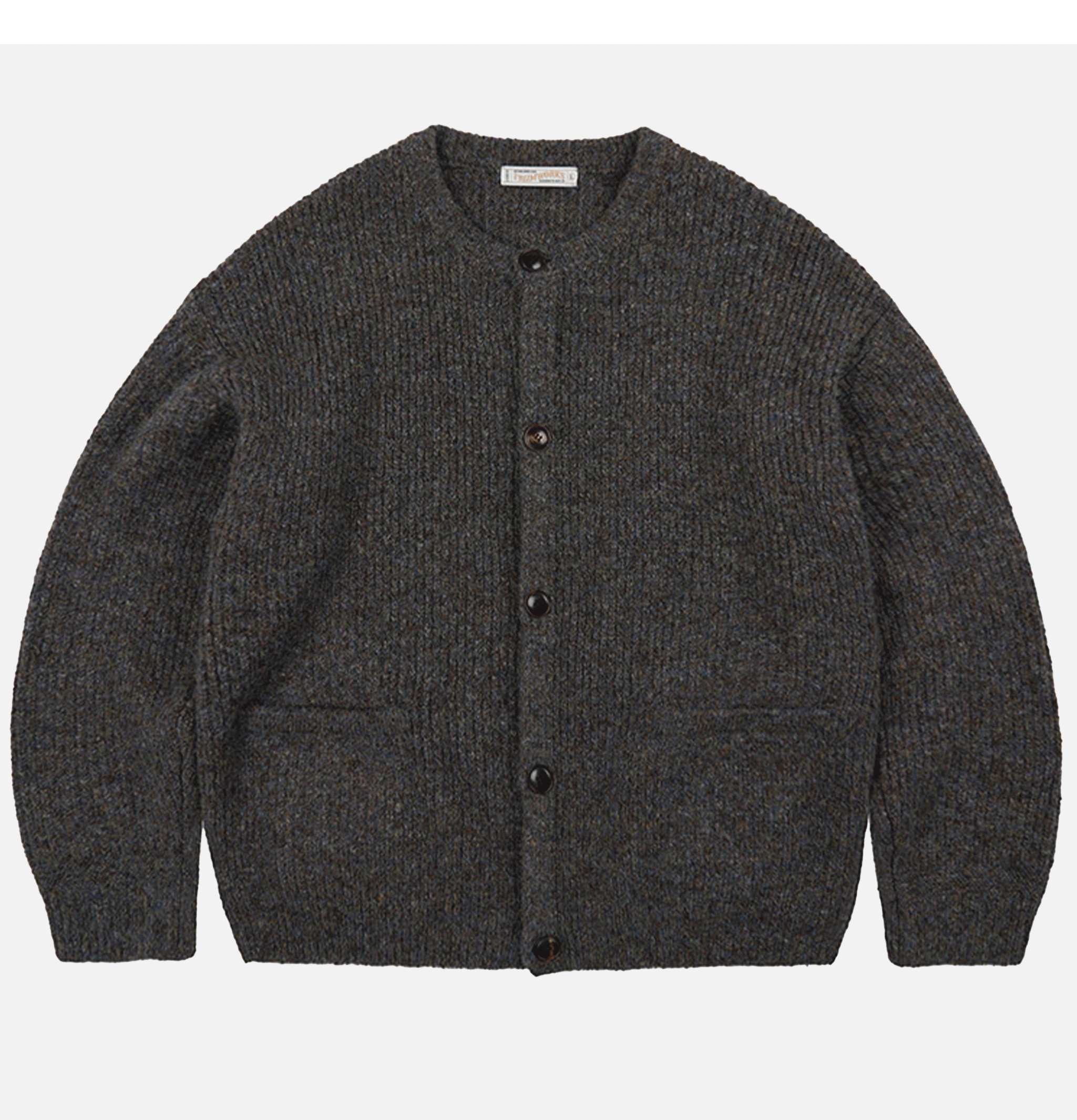 Frizmworks Cardigan Col Rond Maille Brossée Marron