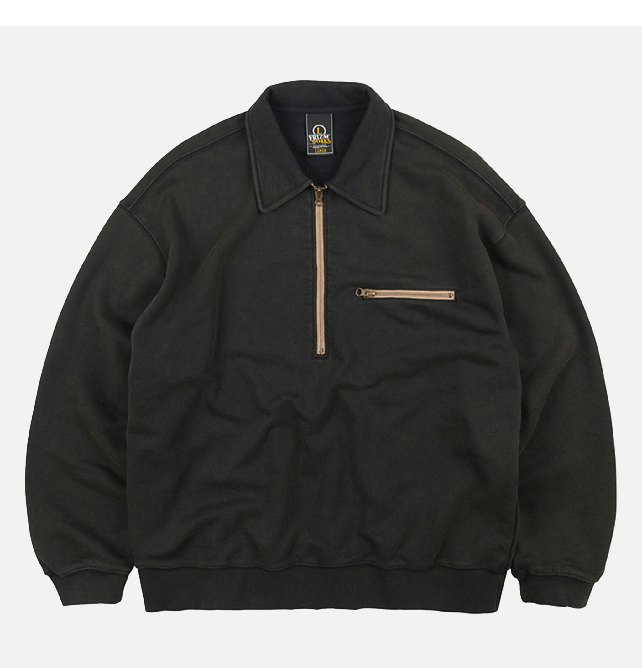 Frizmworks Vintage Dyeing Half Zip Sweat Vintage Black