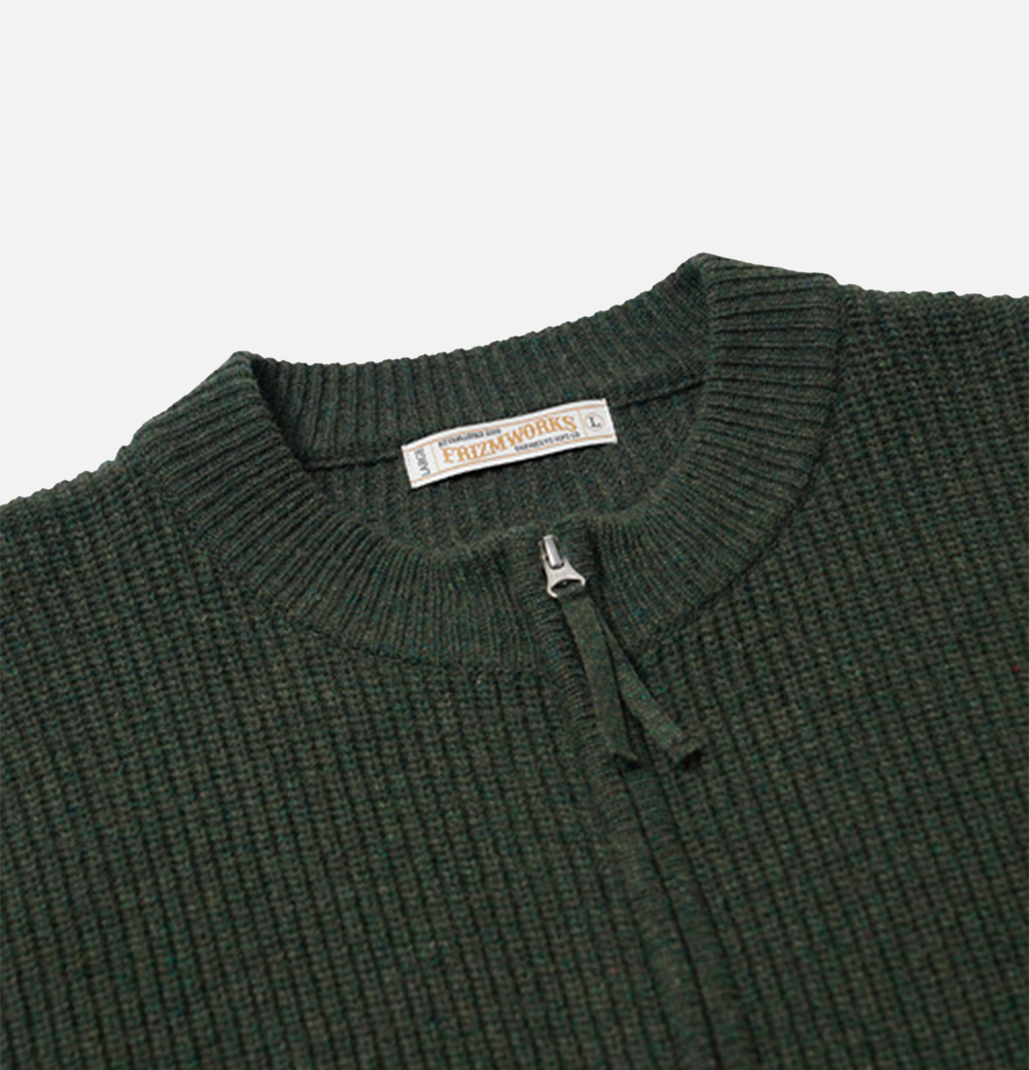 Frizmworks – Wool Deck Zip Cardigan Forest Green