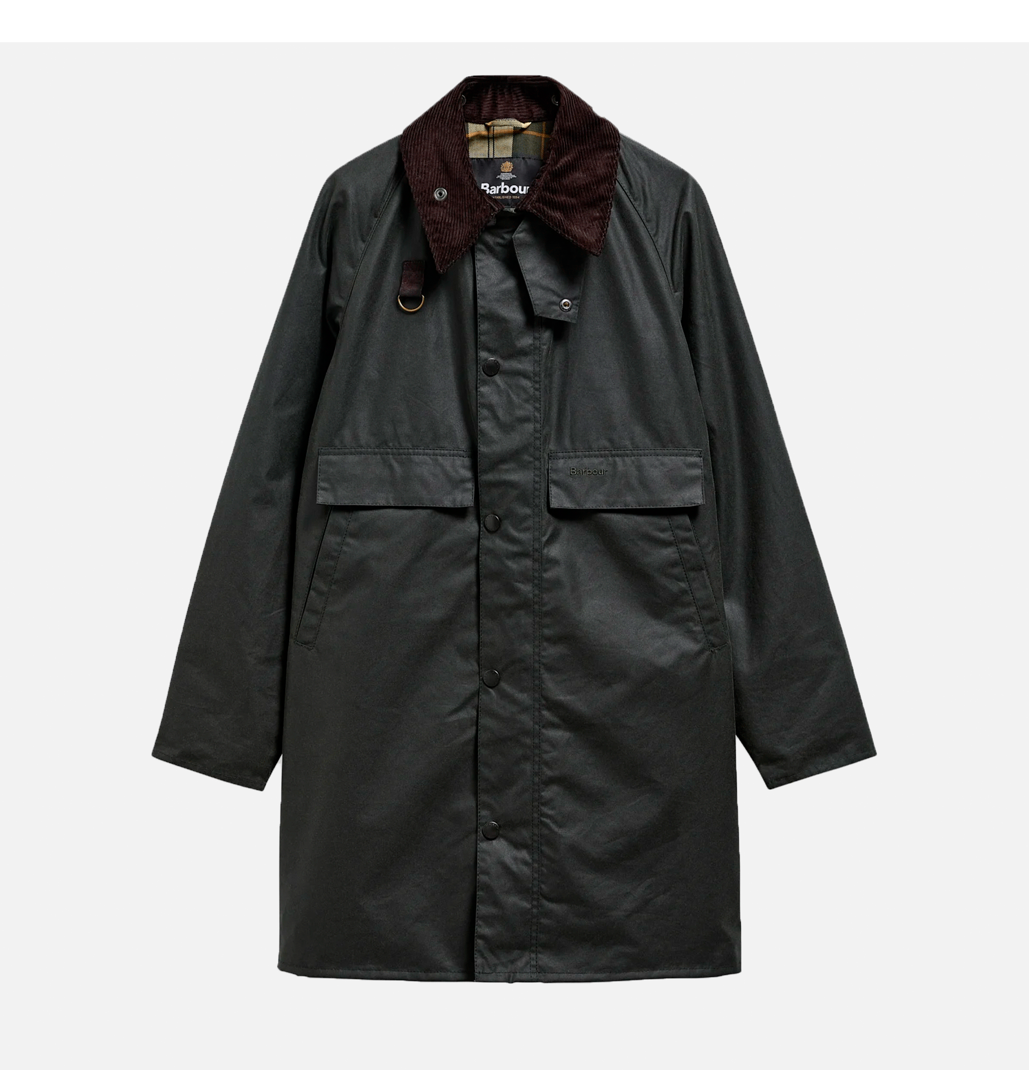 Barbour Long Spey Waxed Jacket Sage