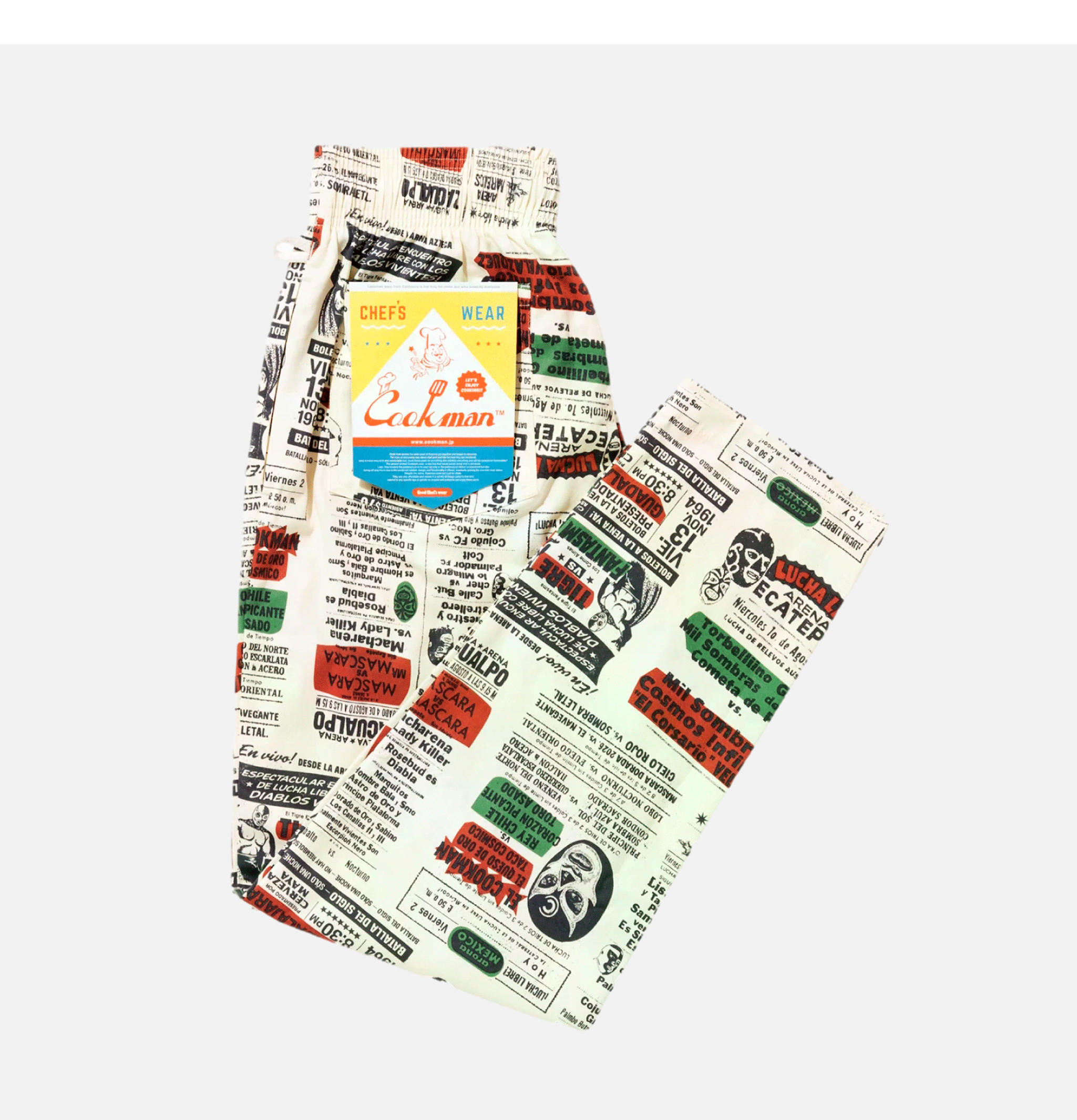 Cookman | Chef Pant  Lucha Libre Blanc | Shop Royalcheese Paris