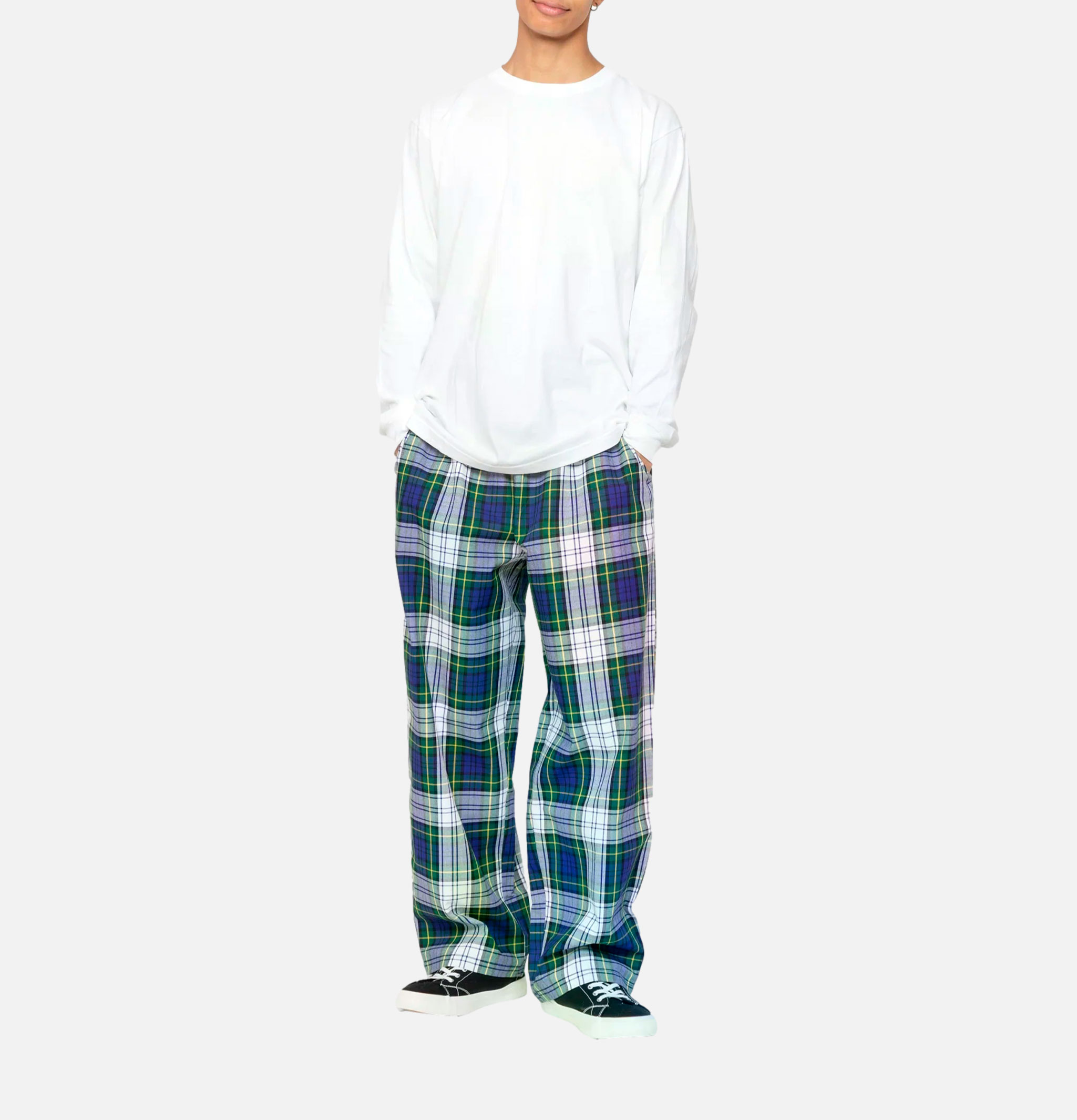 Cookman Pant High Wide Tartan Bleu Vert