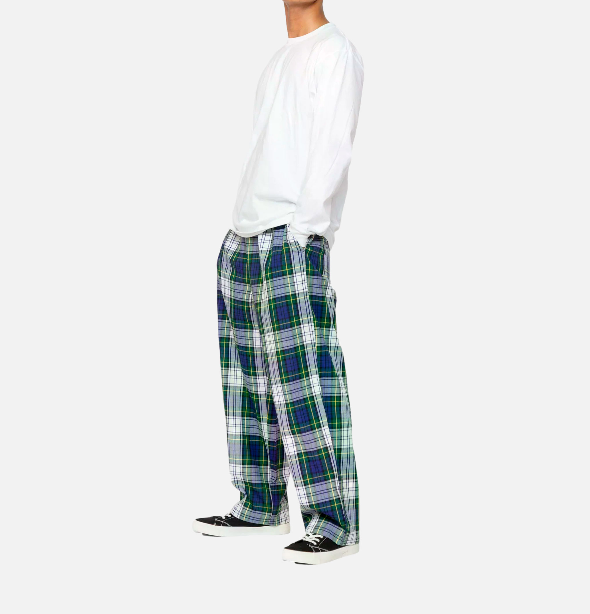 Cookman Pant High Wide Tartan Bleu Vert