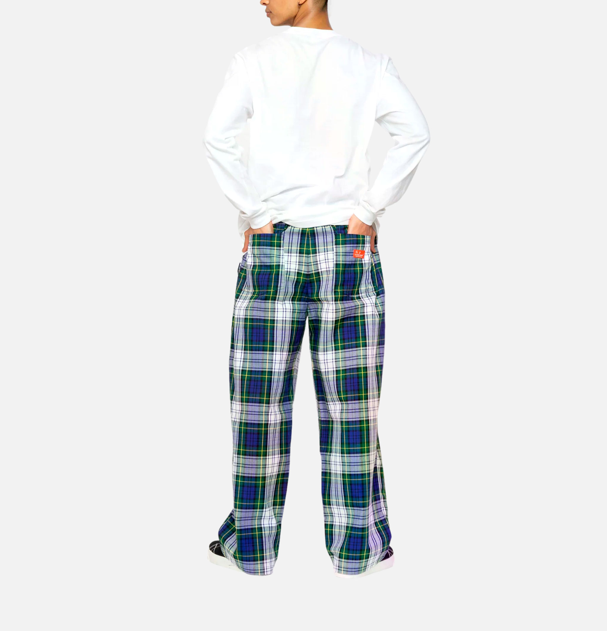 Cookman Pant High Wide Tartan Bleu Vert