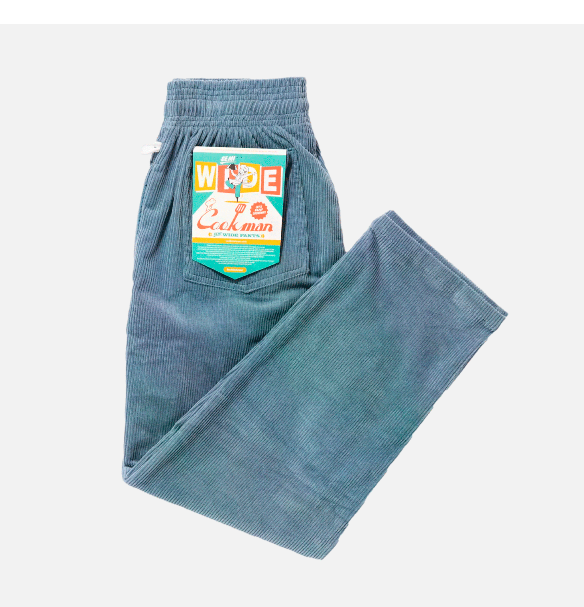 Cookman Semiwide Velours Côtelé Bleu Gris