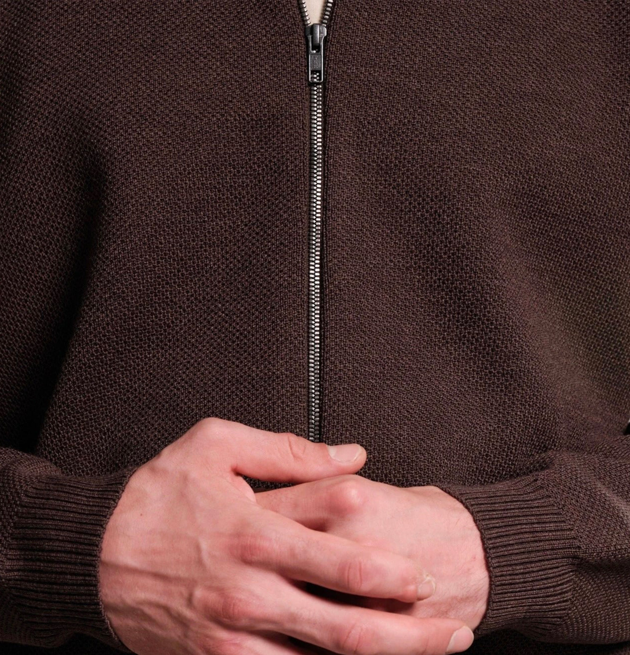 Nitto Knitwear Youri Zipper Cardigan Brown