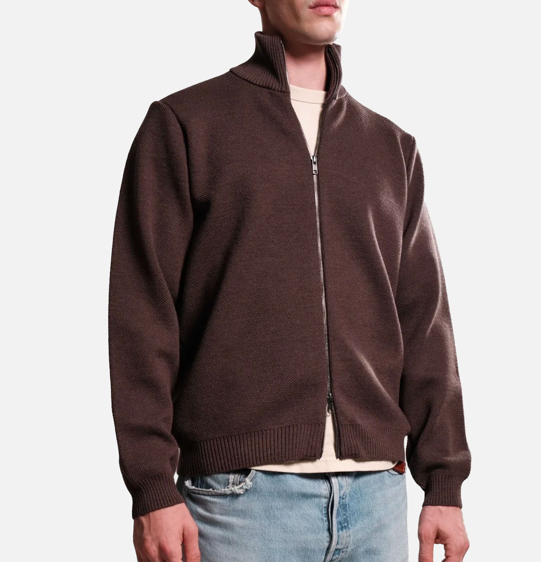 Nitto Knitwear Cardigan Youri Zippé Marron