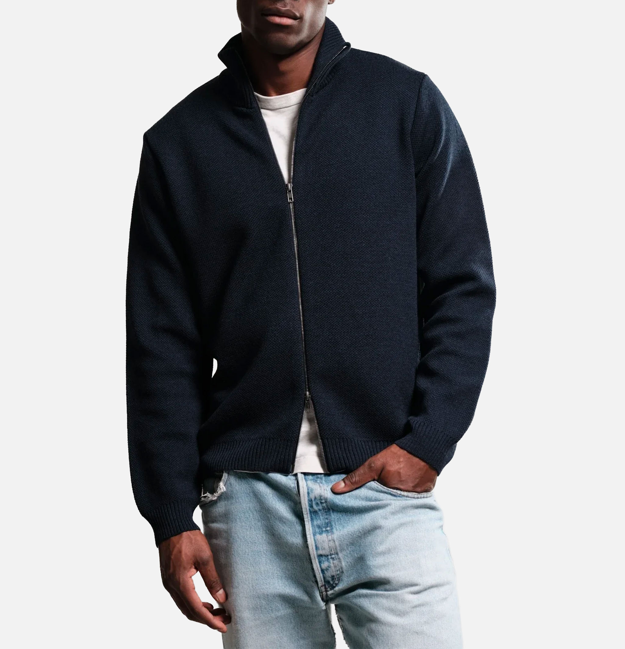 Nitto Knitwear Youri Zipper Cardigan Navy