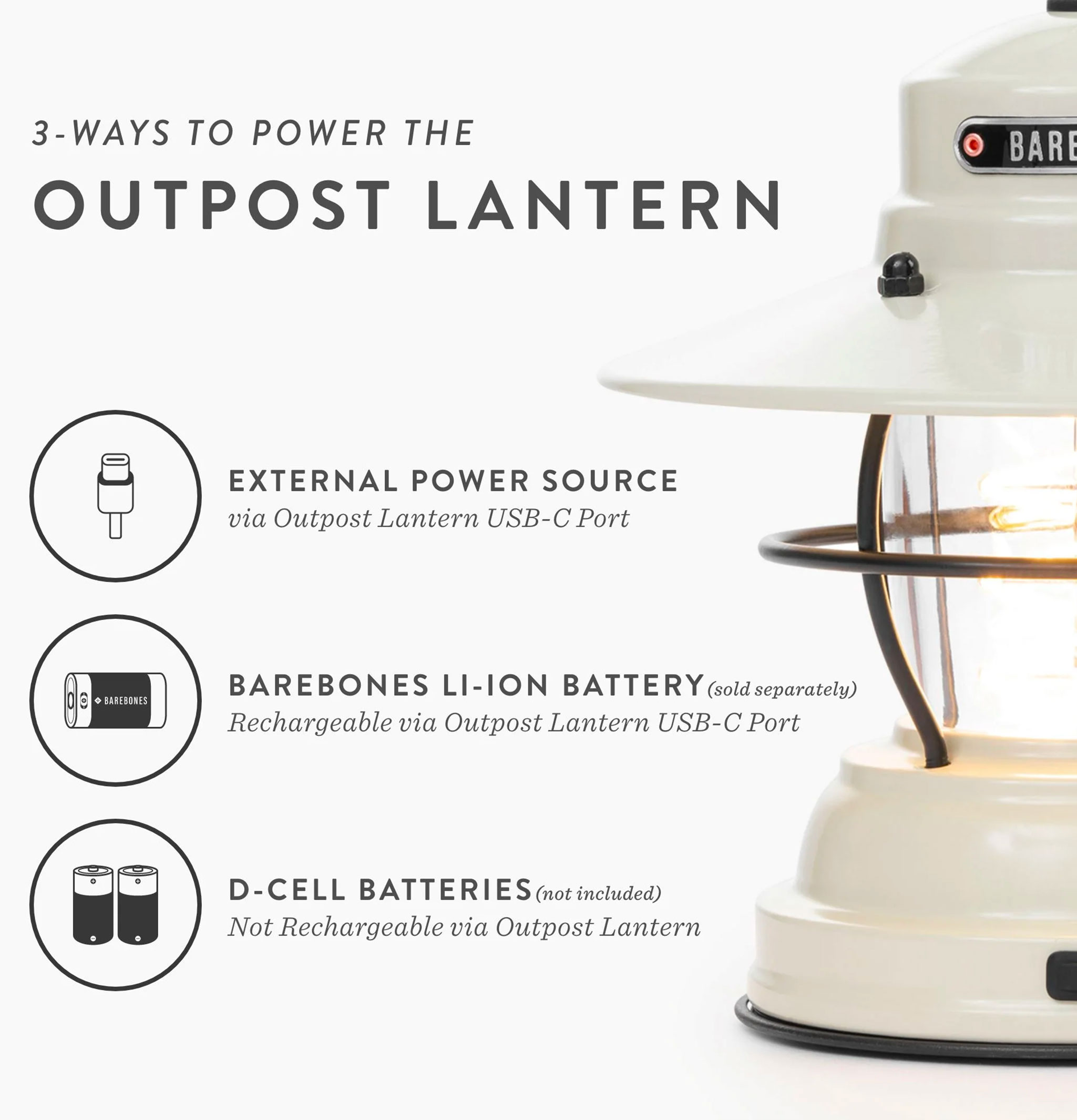 Barebones Lanterne Outpost Vintage Blanc